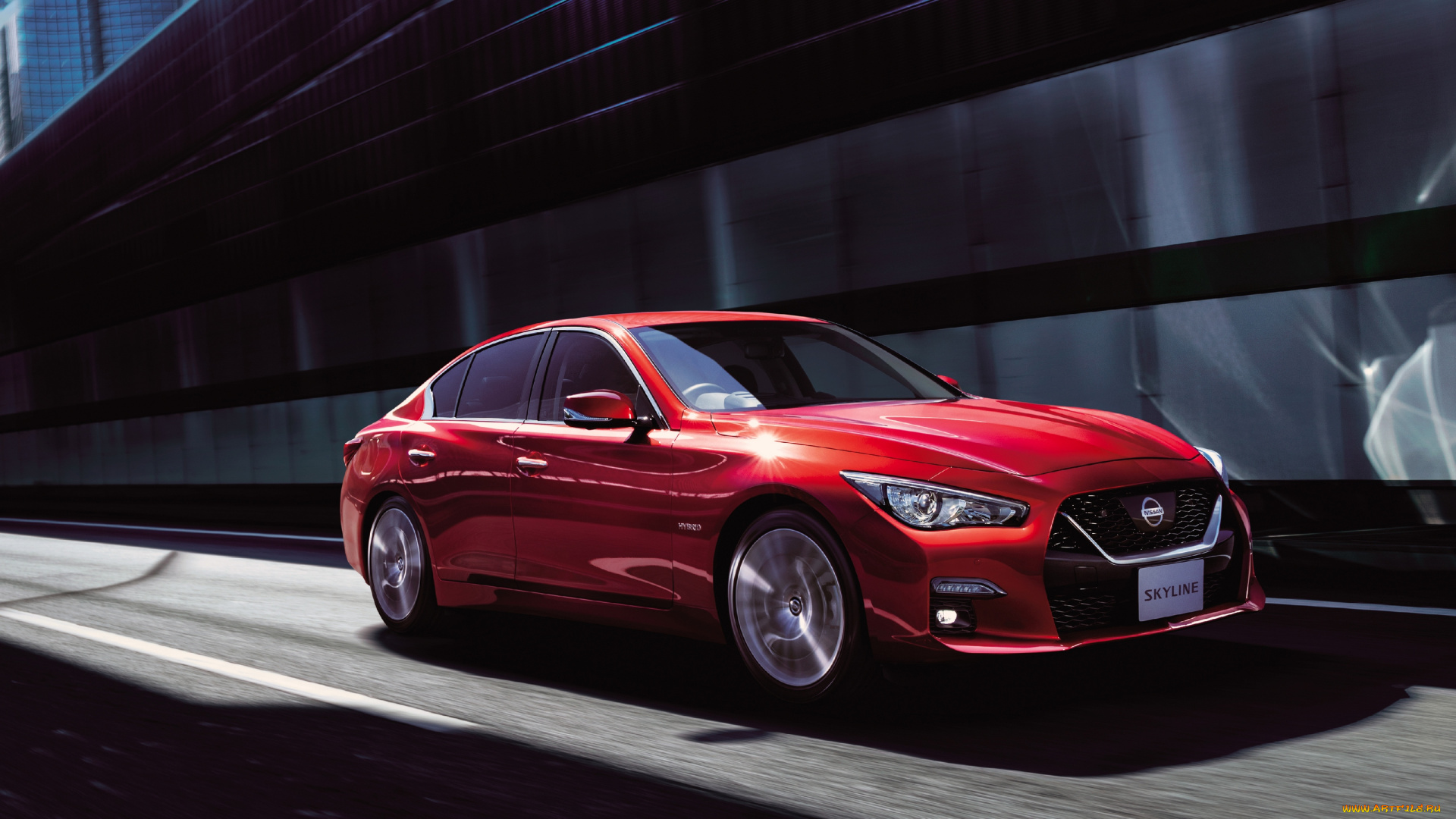nissan, skyline, gt, hybrid, 2019, автомобили, nissan, datsun, гибрид, седан, красный, 2019, hybrid, gt, skyline
