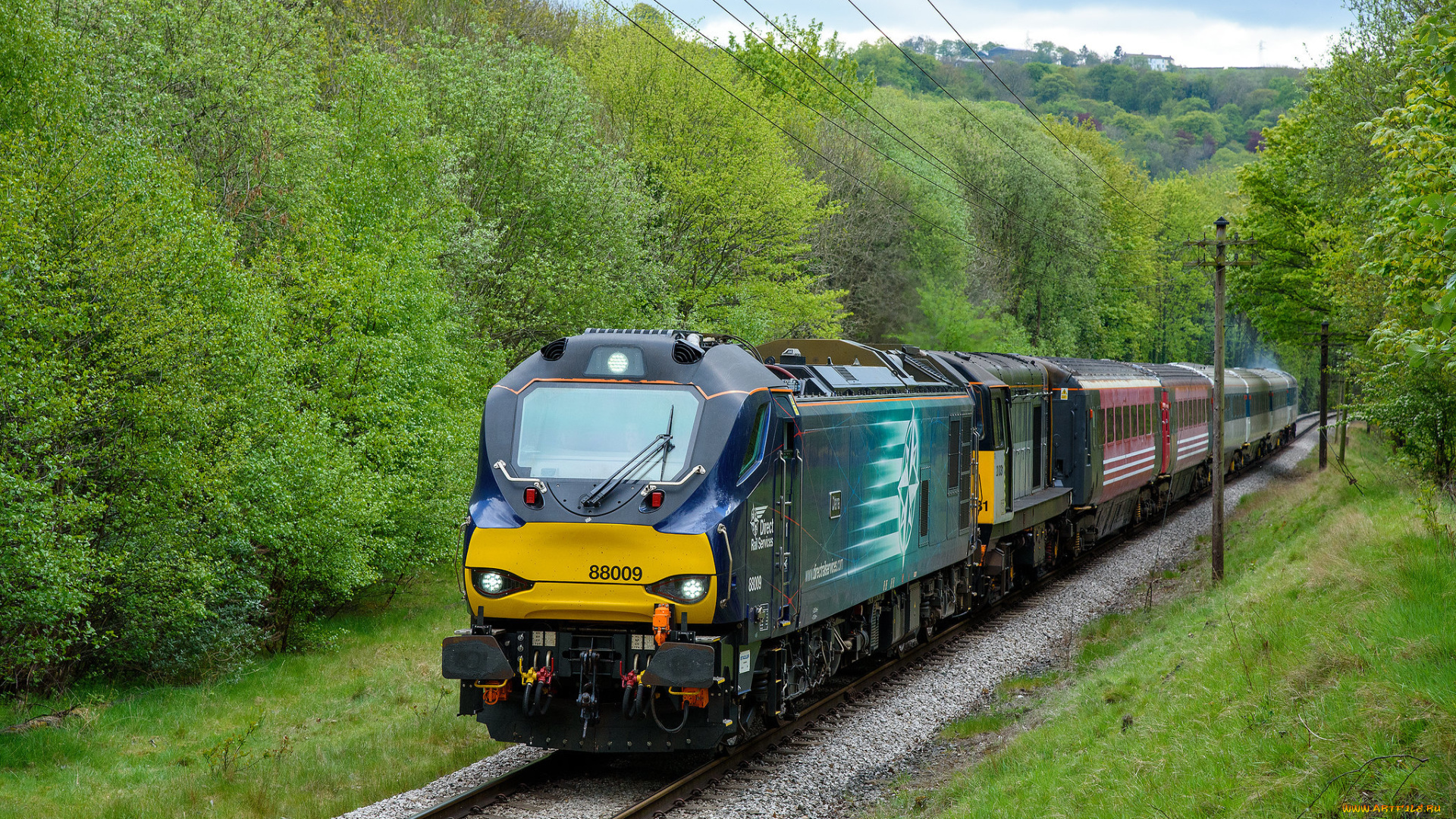 техника, поезда, пассажирский, состав, перегон