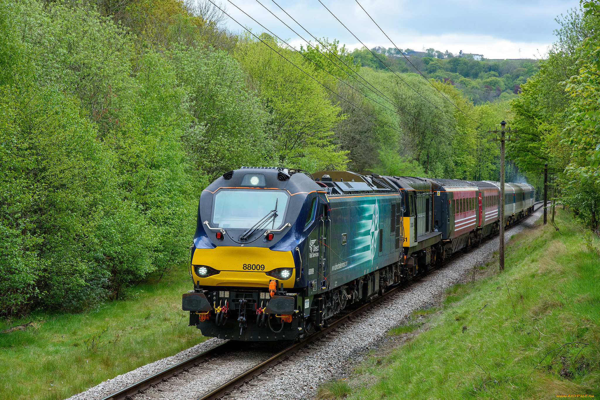 техника, поезда, пассажирский, состав, перегон