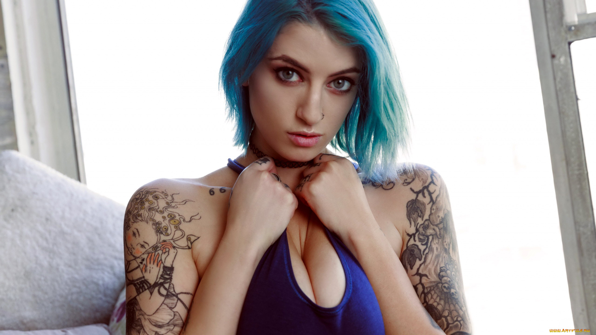 девушки, -, рыжеволосые, и, разноцветные, тату