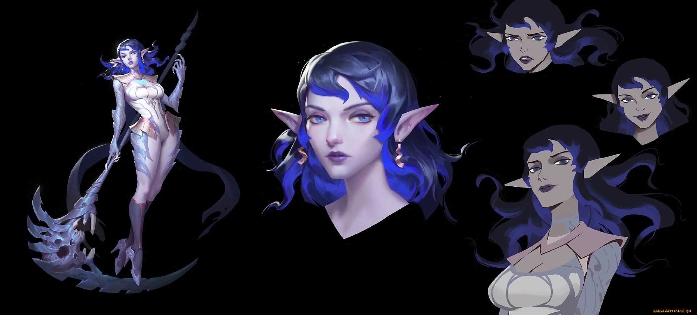 фэнтези, эльфы, девушка, эльф, коса, лица