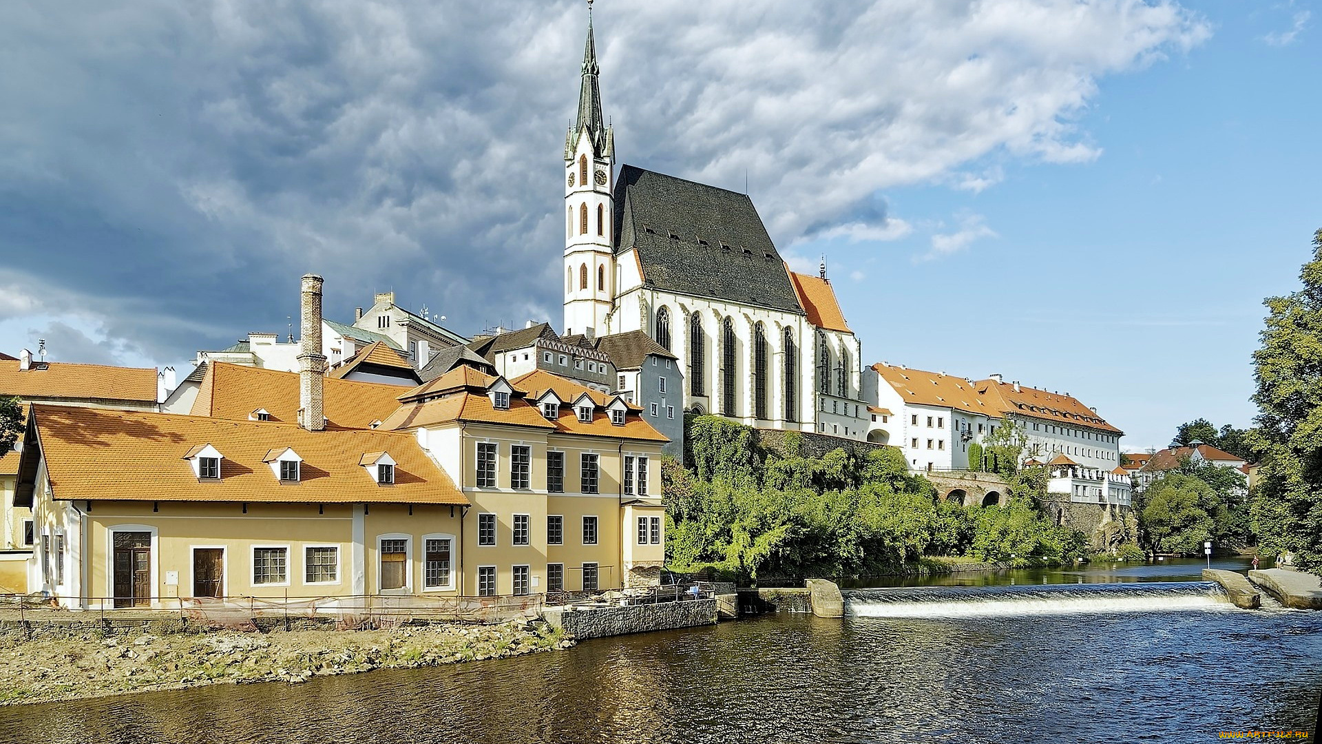 города, чески-крумлов, , чехия, река, здания