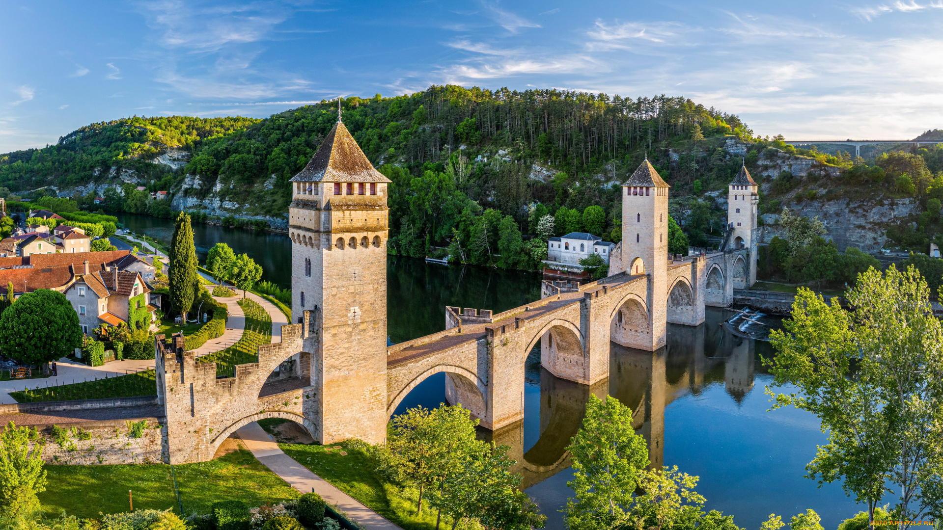 pont, valentr, cahors, france, города, -, мосты, pont, valentr