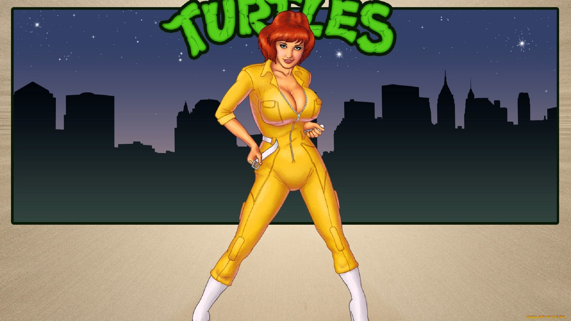 видео, игры, teenage, mutant, ninja, turtles, девушка, комбинезон, город, репортер