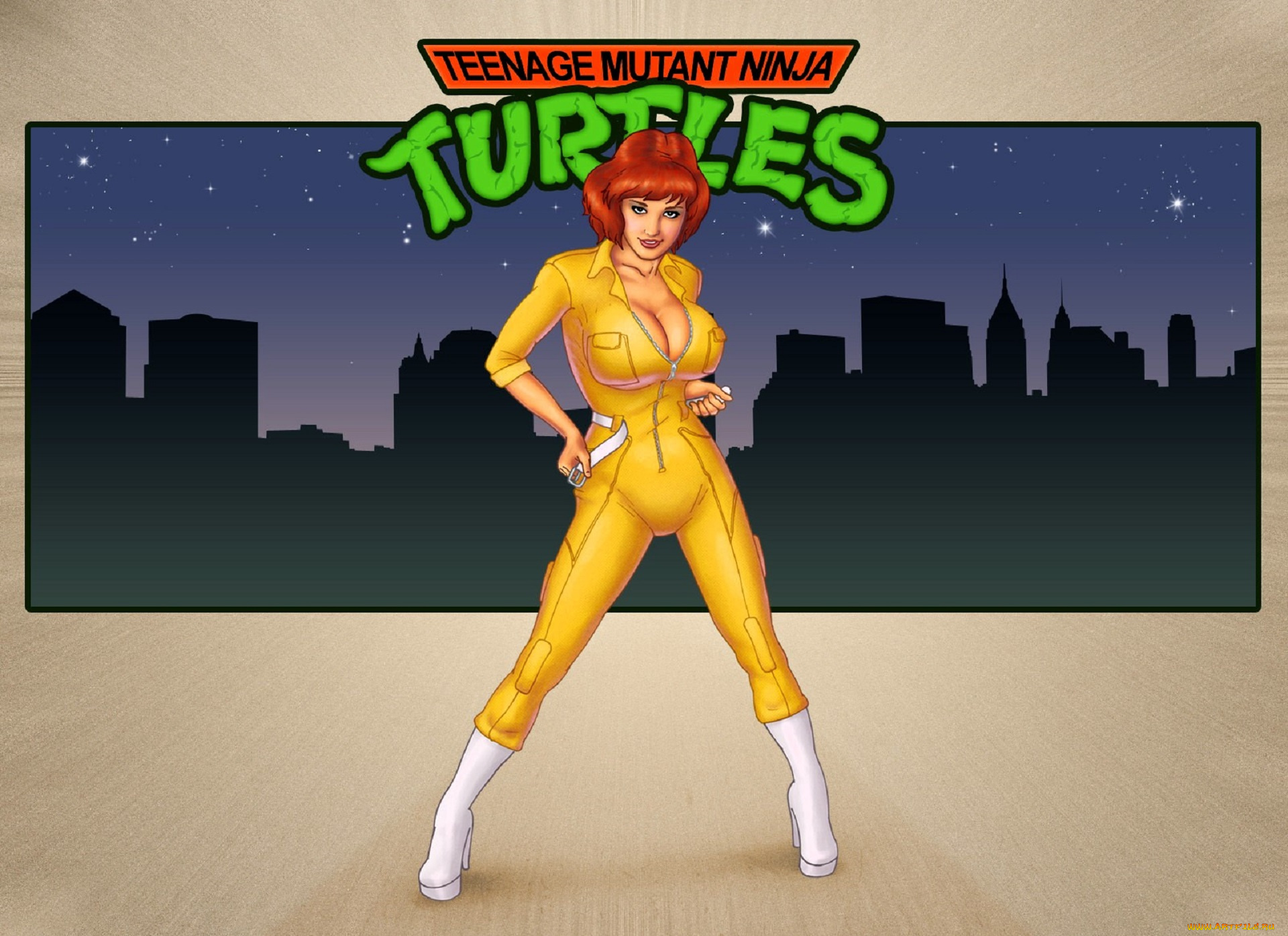 видео, игры, teenage, mutant, ninja, turtles, девушка, комбинезон, город, репортер