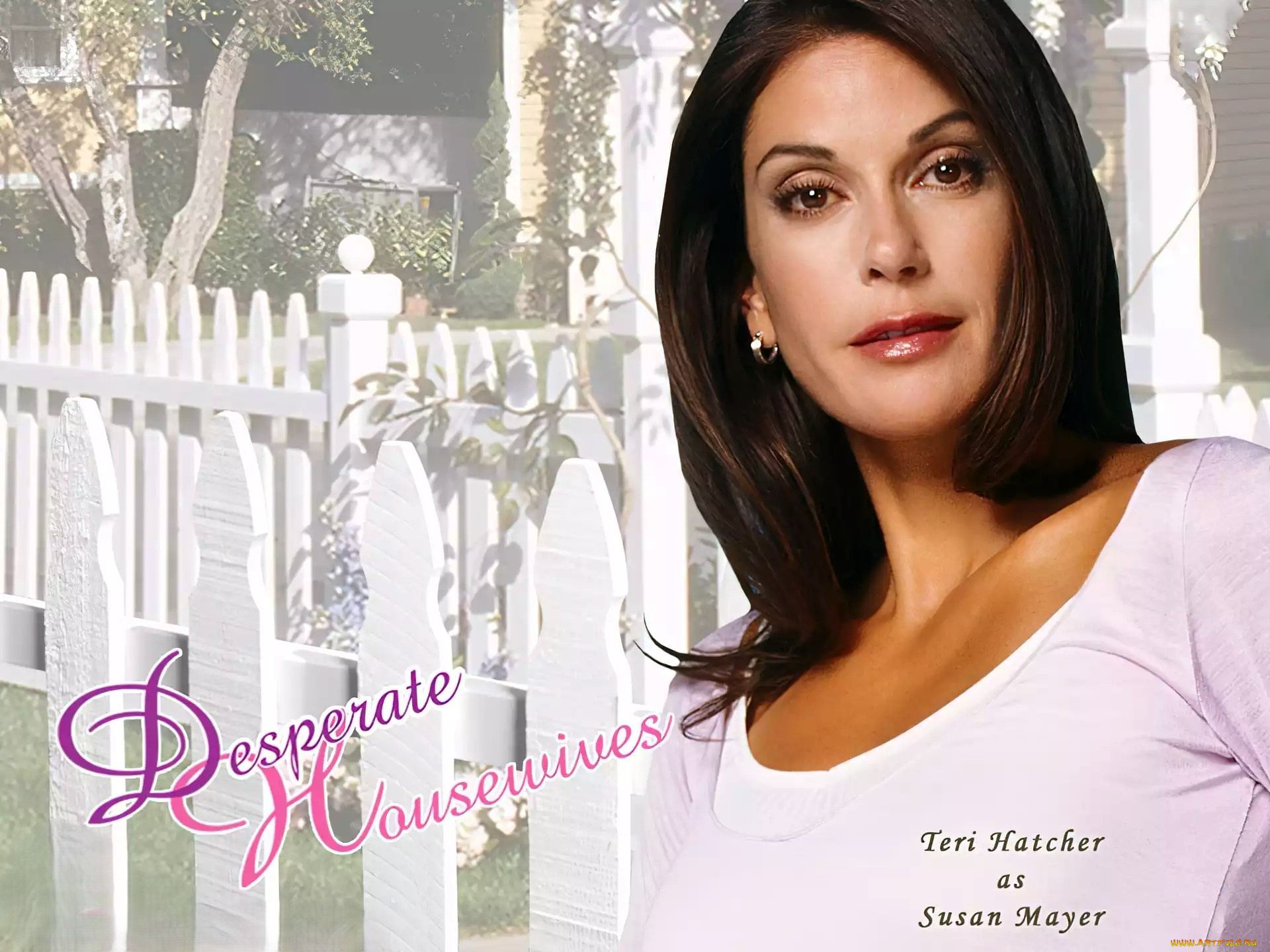 кино, фильмы, desperate, housewives, шатенка, лицо, дом, забор