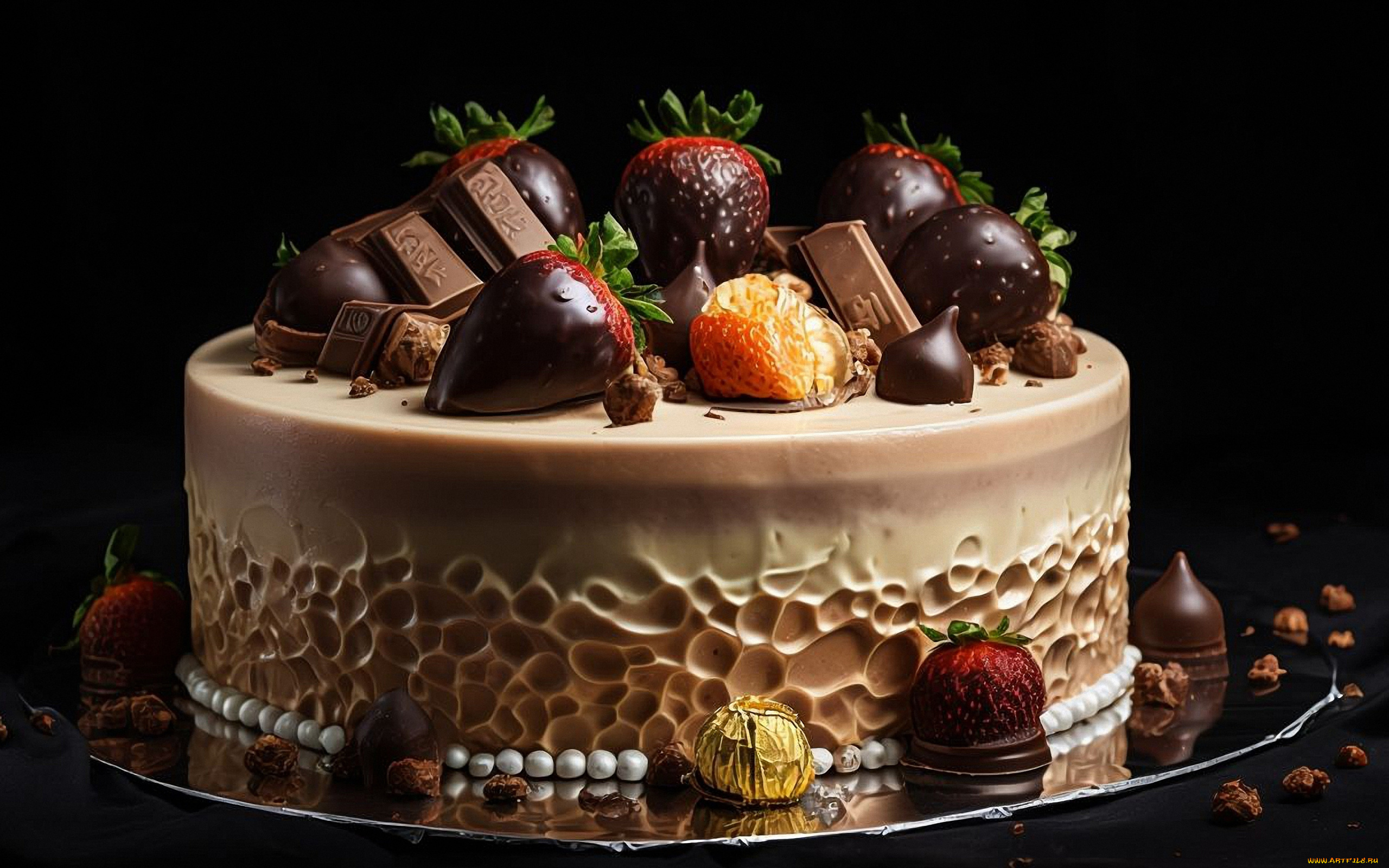 еда, торты, клубника, торт, шоколад