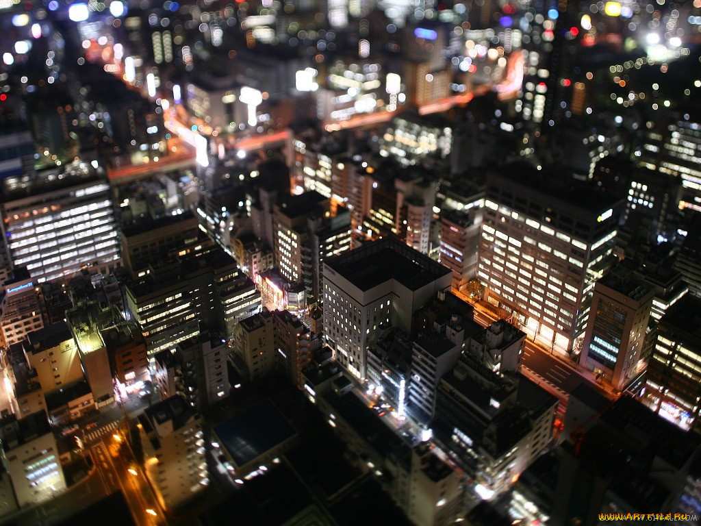 города, огни, ночного