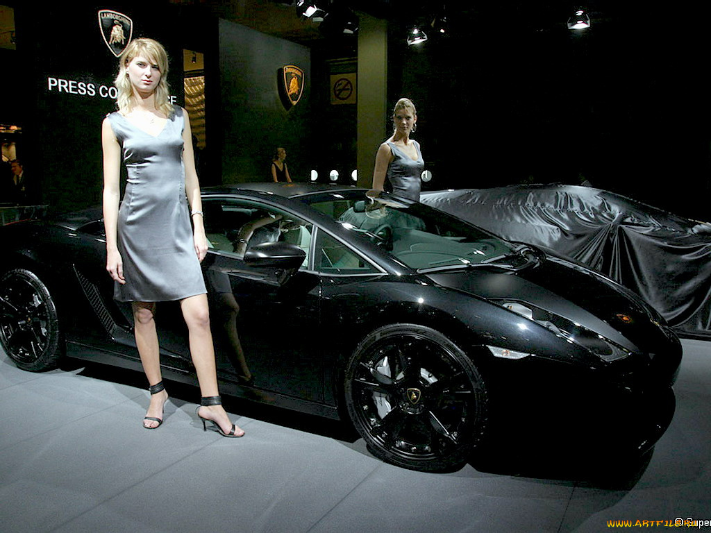 lamborghini, gallardo, nera, автомобили, авто, девушками