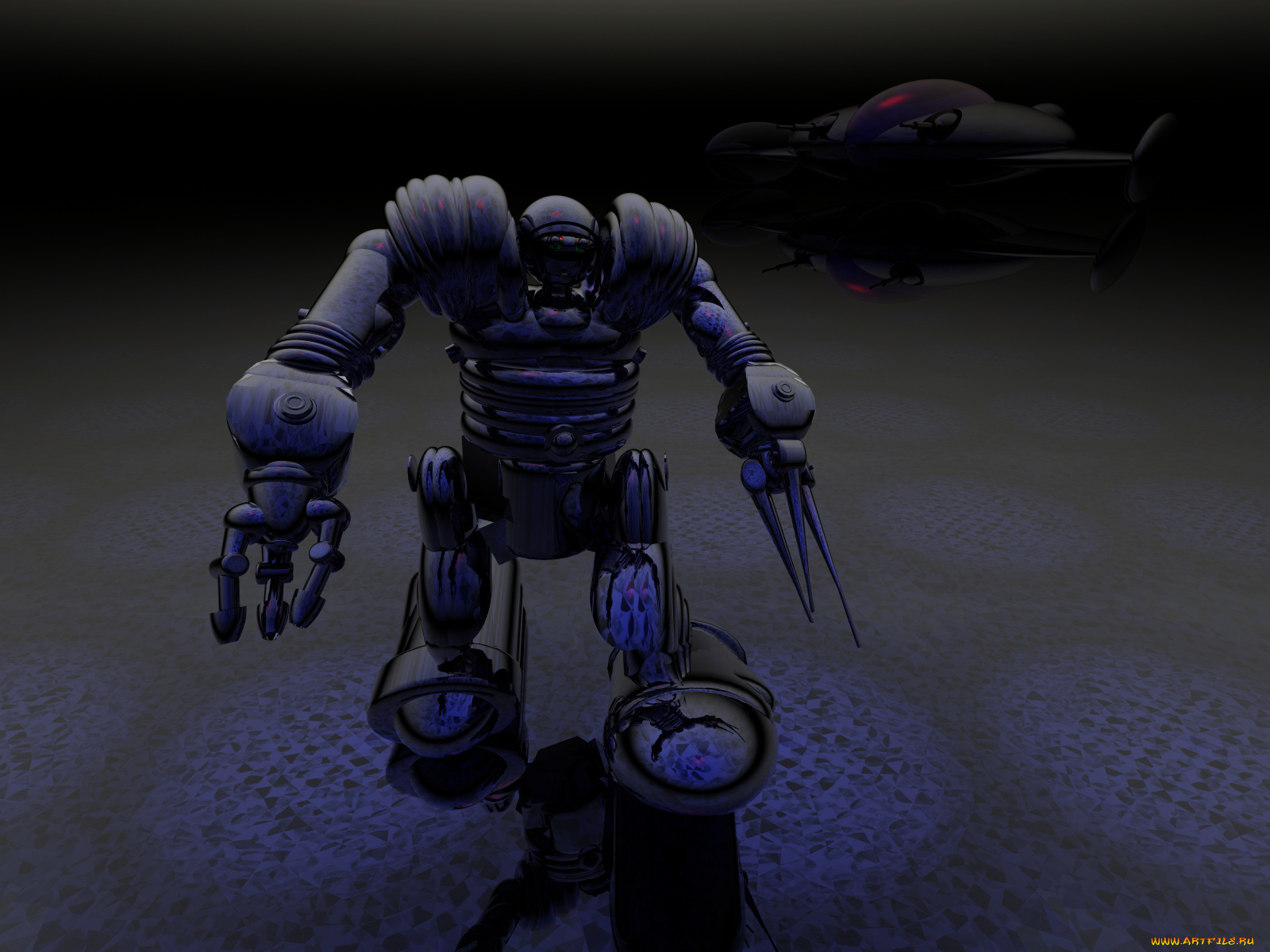 3д, графика, modeling, моделирование, робот, фон, тёмный
