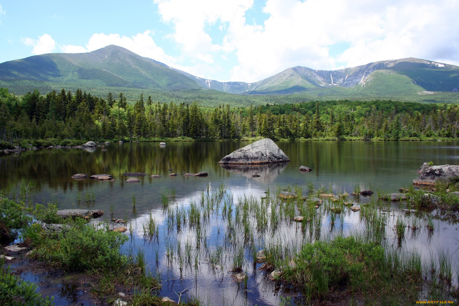 природа, реки, озера, лес, камни, облака, озеро