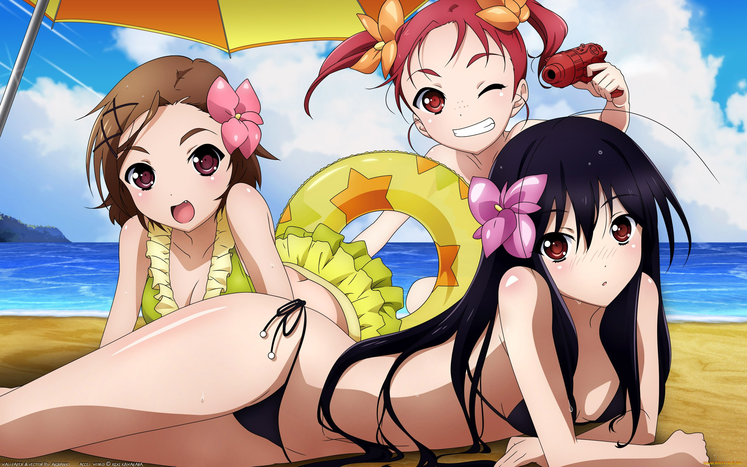 accel, world, аниме, круг, купальник, chiyuri, kurashima, yuniko, kouzuki, девочки