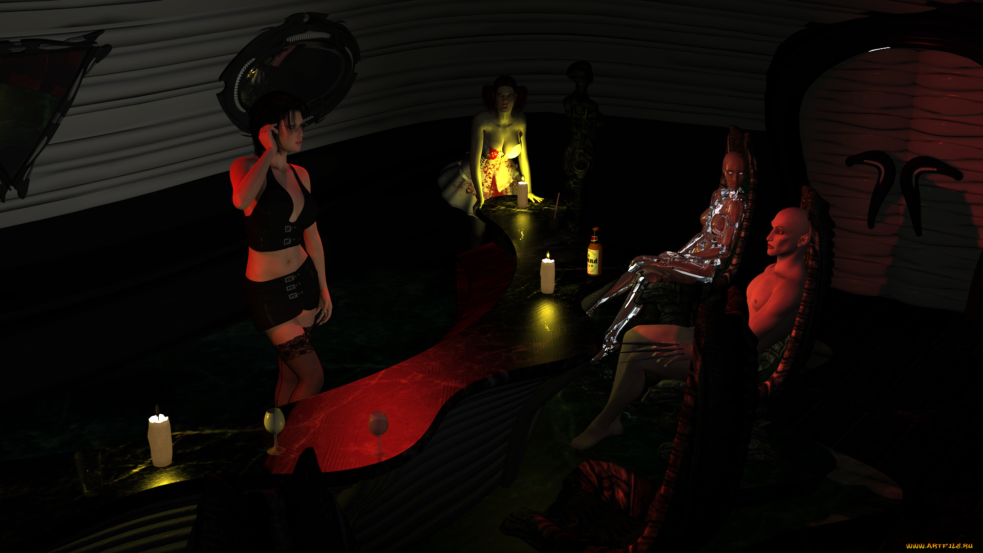 3д, графика, fantasy, фантазия, девушки, существа, свечи