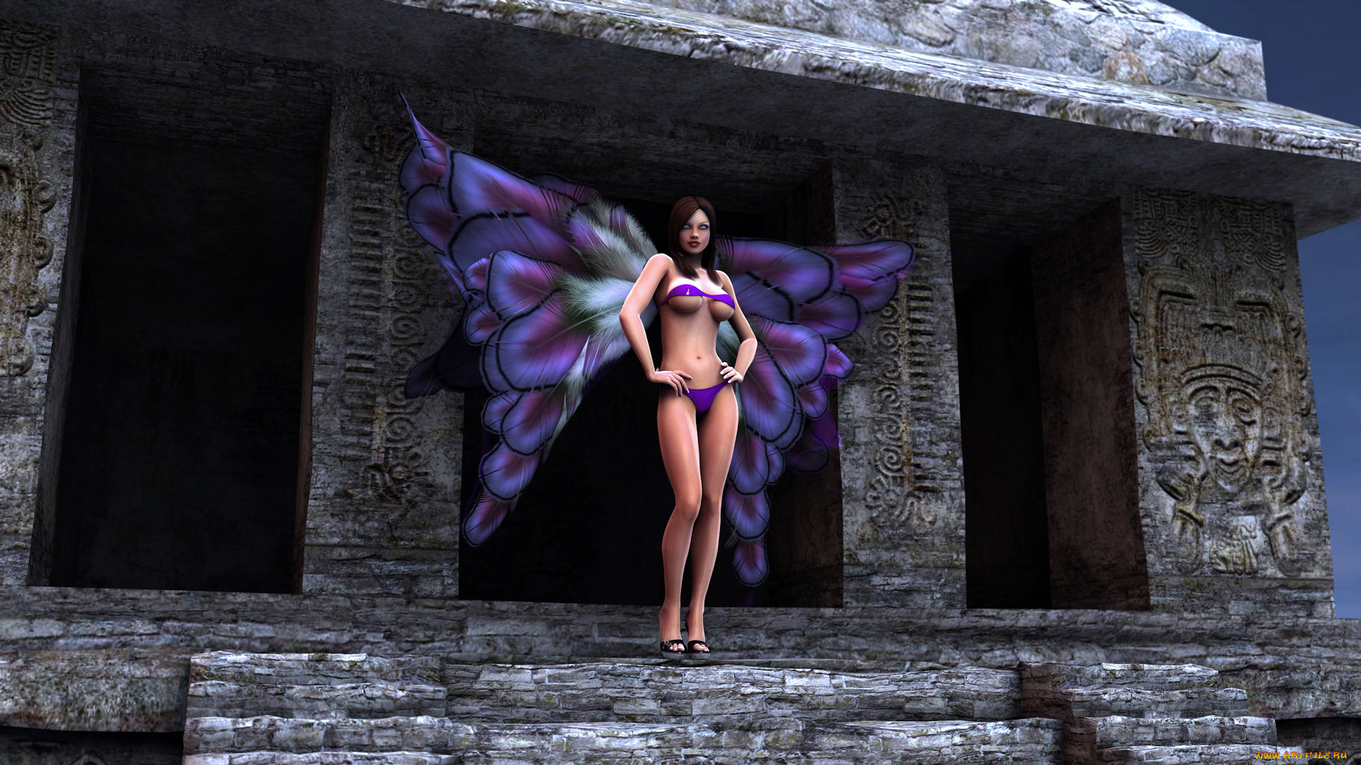 3д, графика, people, люди, крилья, купальник