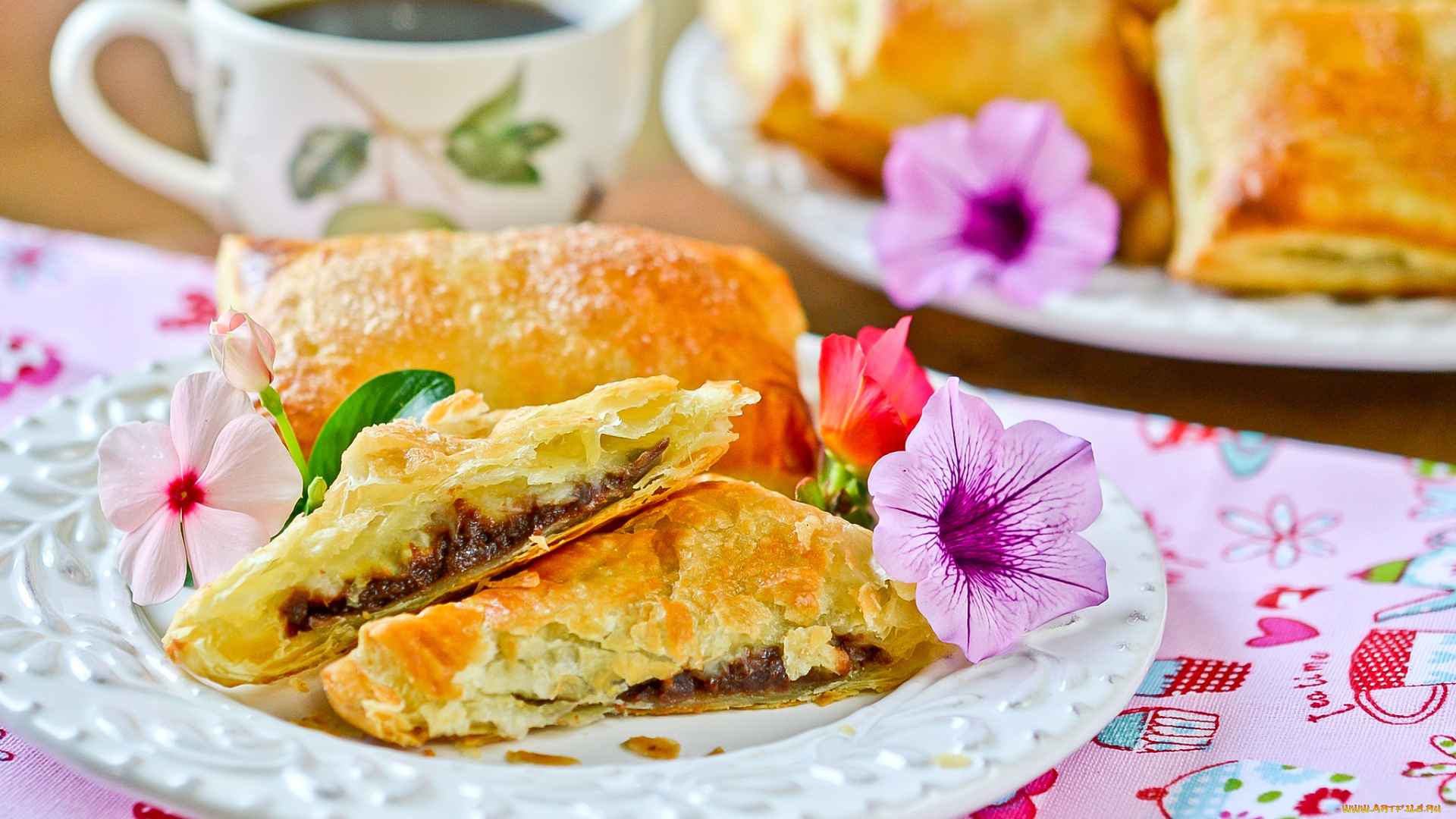 еда, хлеб, выпечка, цветы