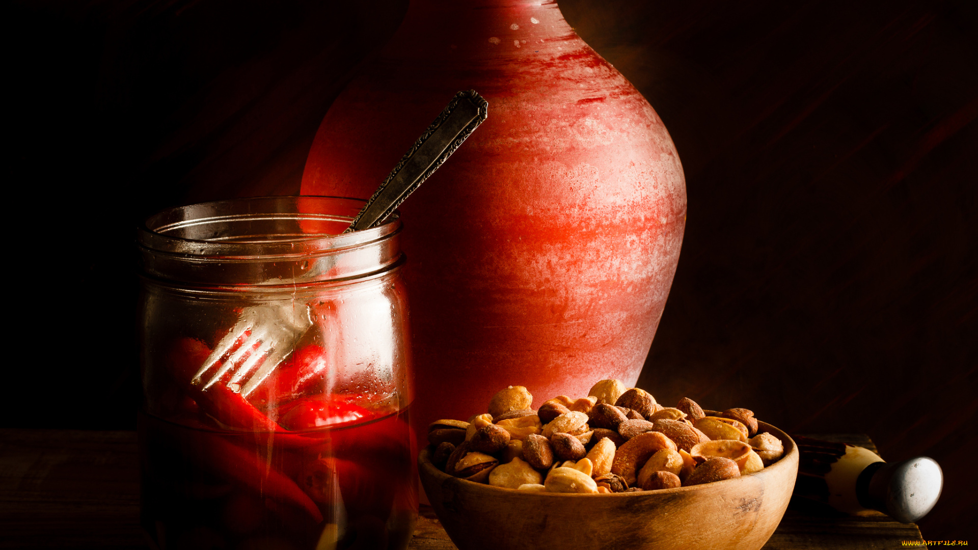 еда, разное, кувшин, консервация, орехи