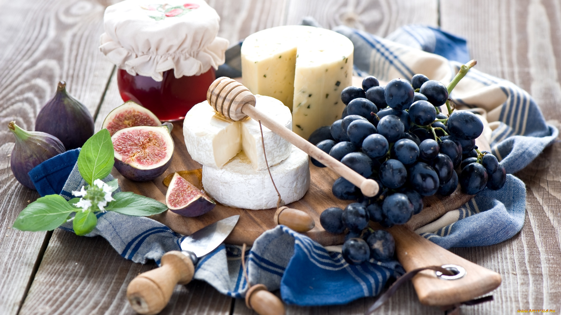 еда, разное, сыр, инжир, виноград
