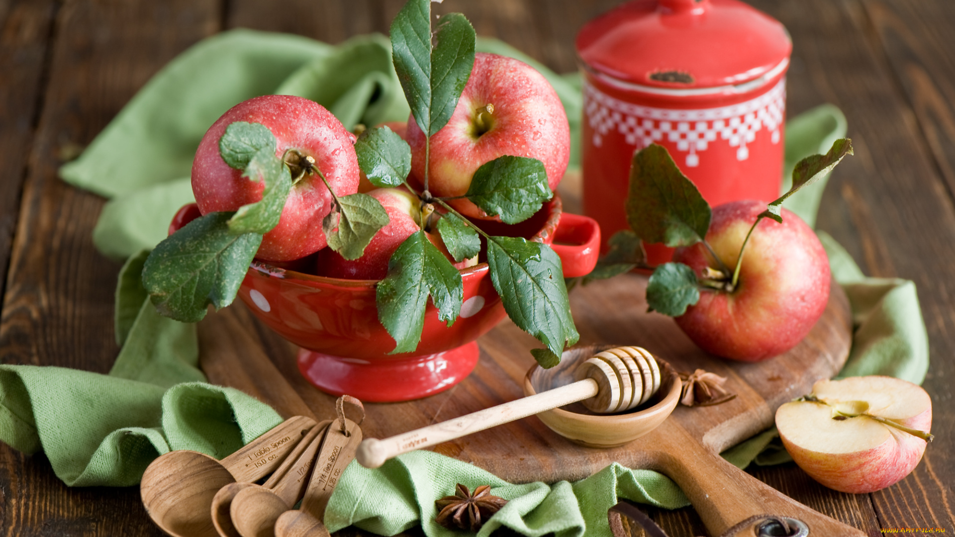 еда, Яблоки, ложки