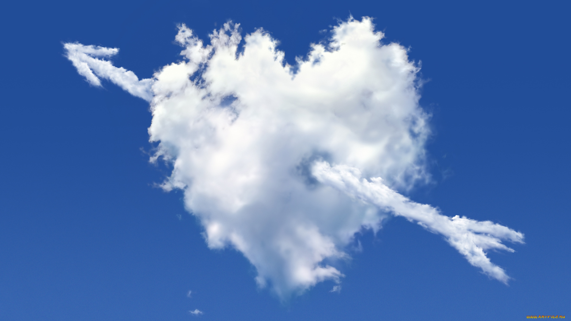 праздничные, день, св, валентина, сердечки, любовь, облако, небо, стрела, сердце