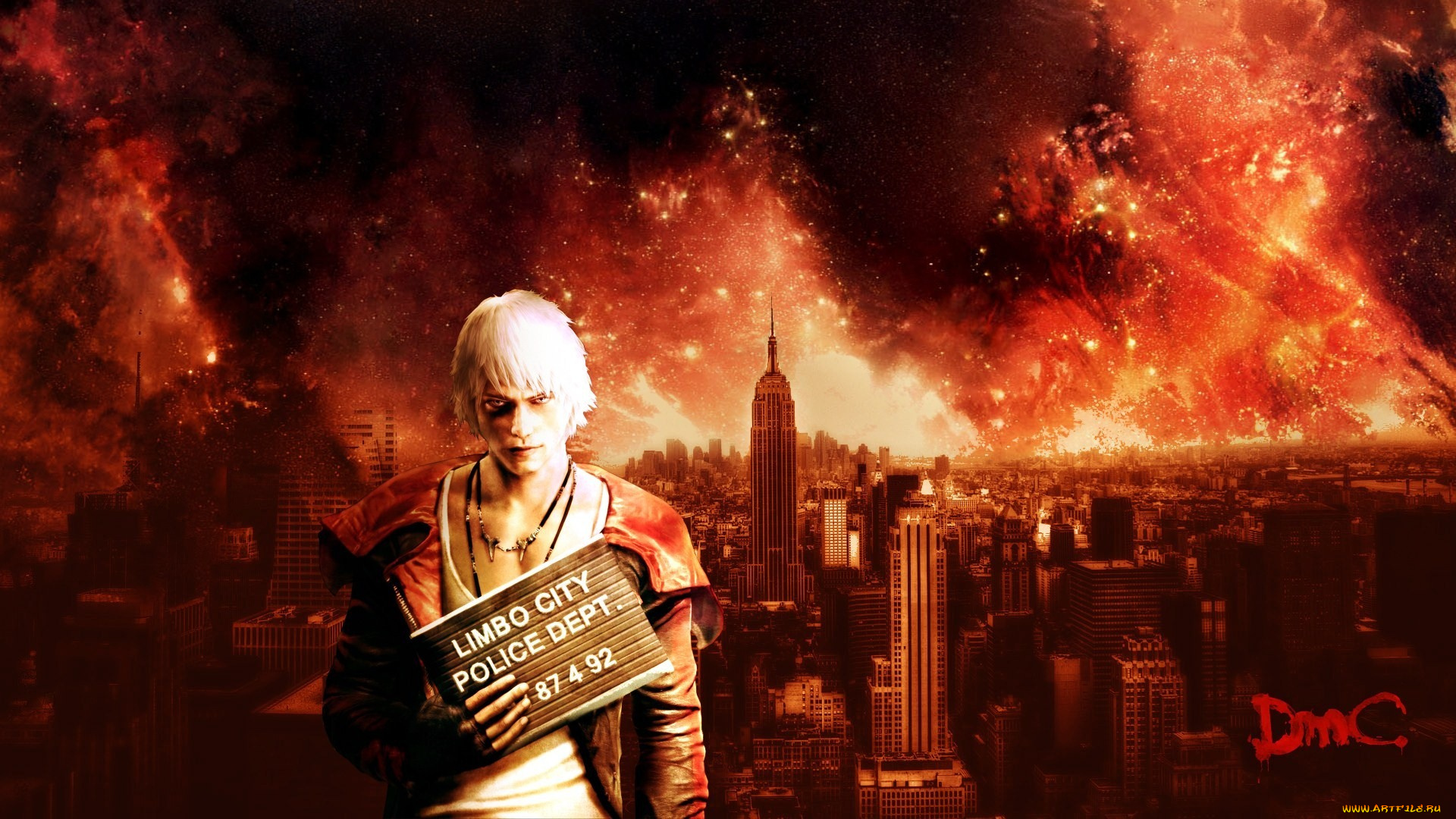 видео, игры, devil, may, cry, огонь, дома, город