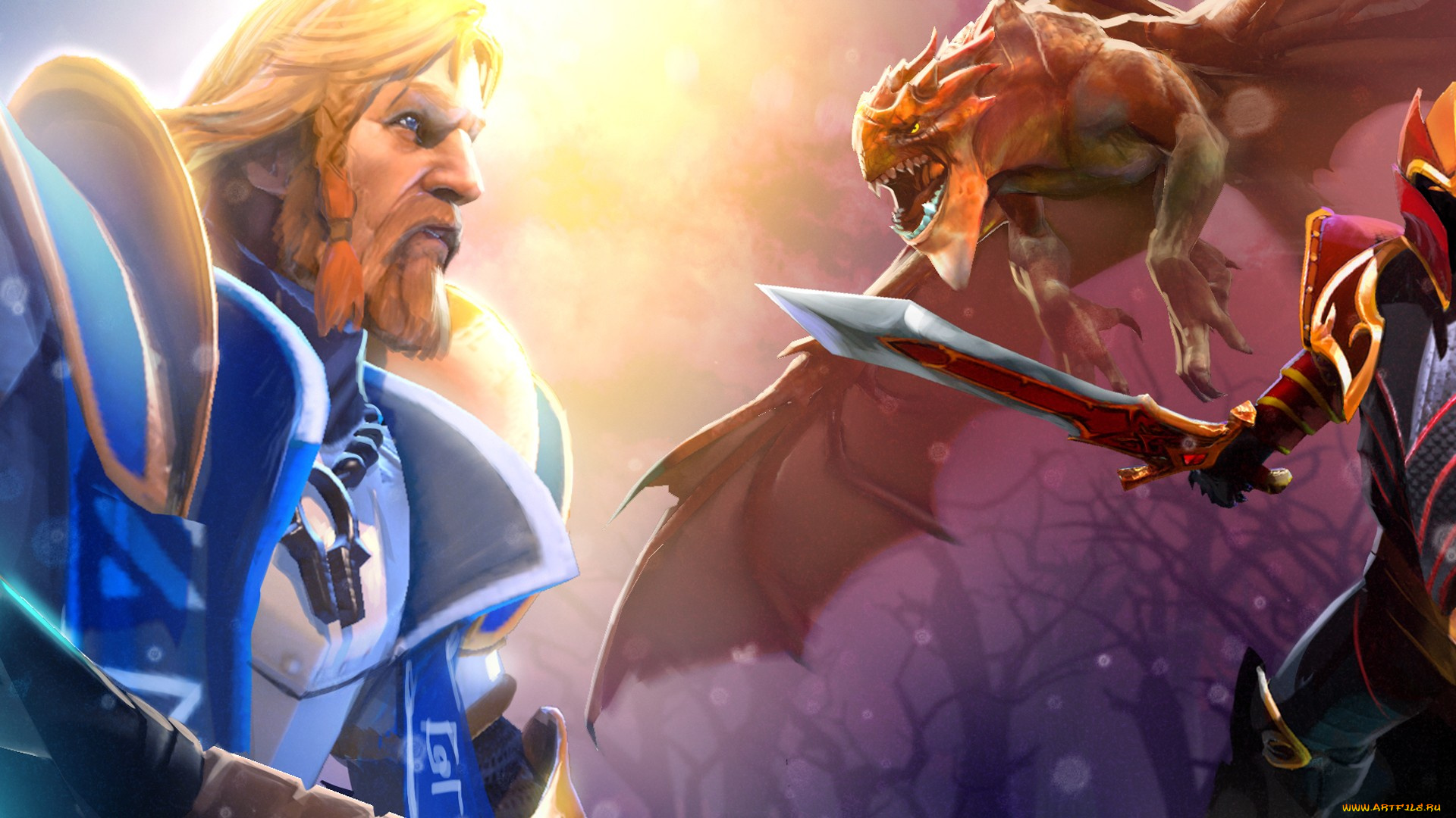 видео, игры, dota, воин, дракон