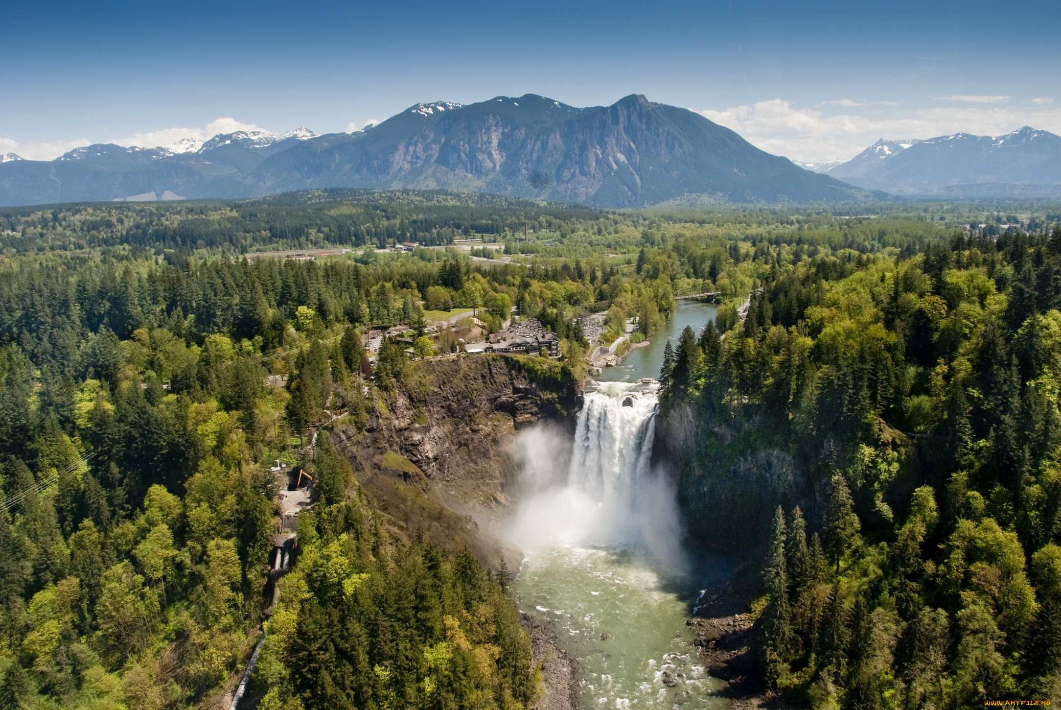 snoqualmie, falls, сша, природа, водопады, водопад, лес, река