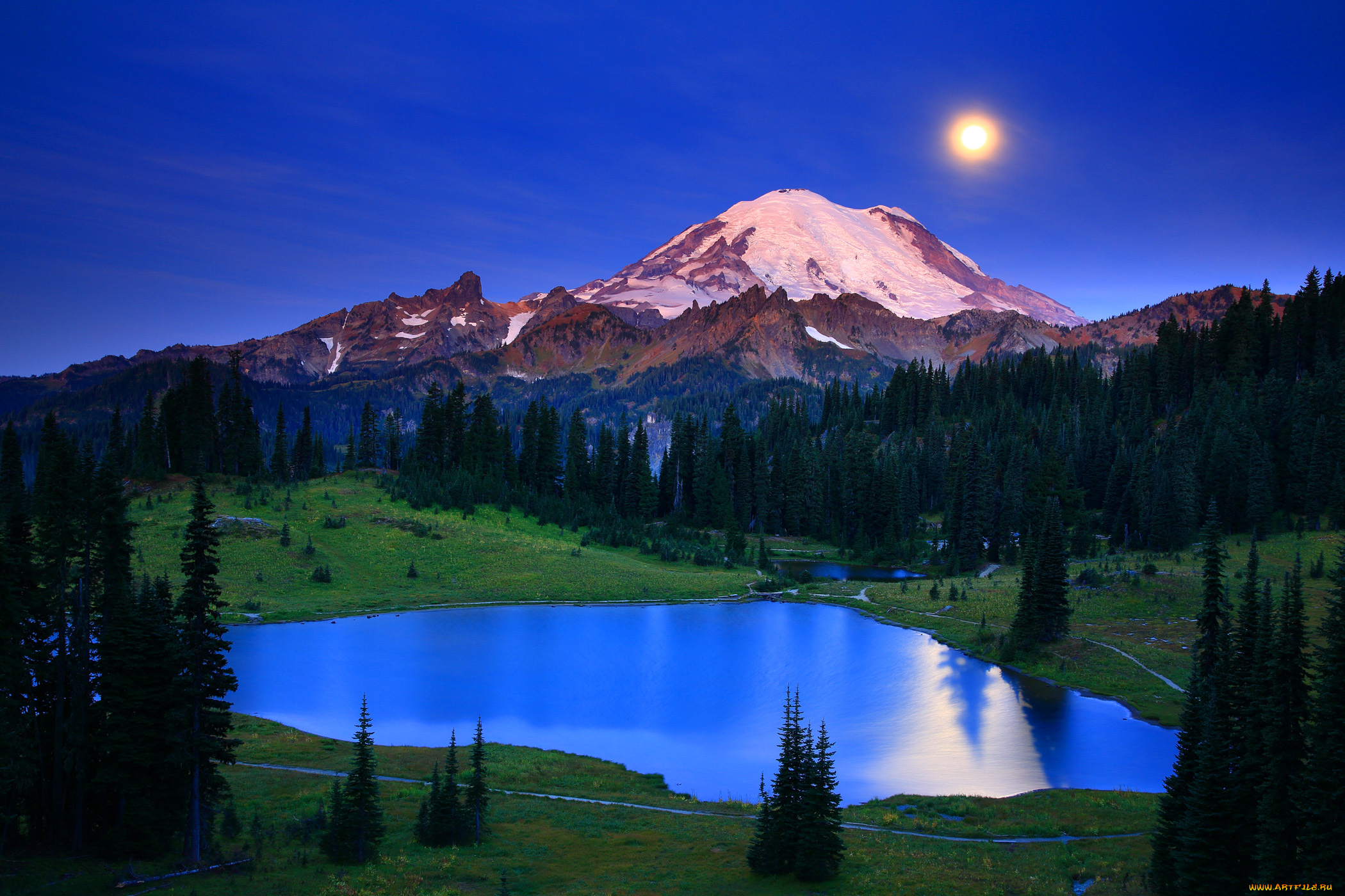 mount, rainier, national, park, washington, природа, реки, озера, озеро, типсу, tipsoo, lake, вулкан, гора, рейнир