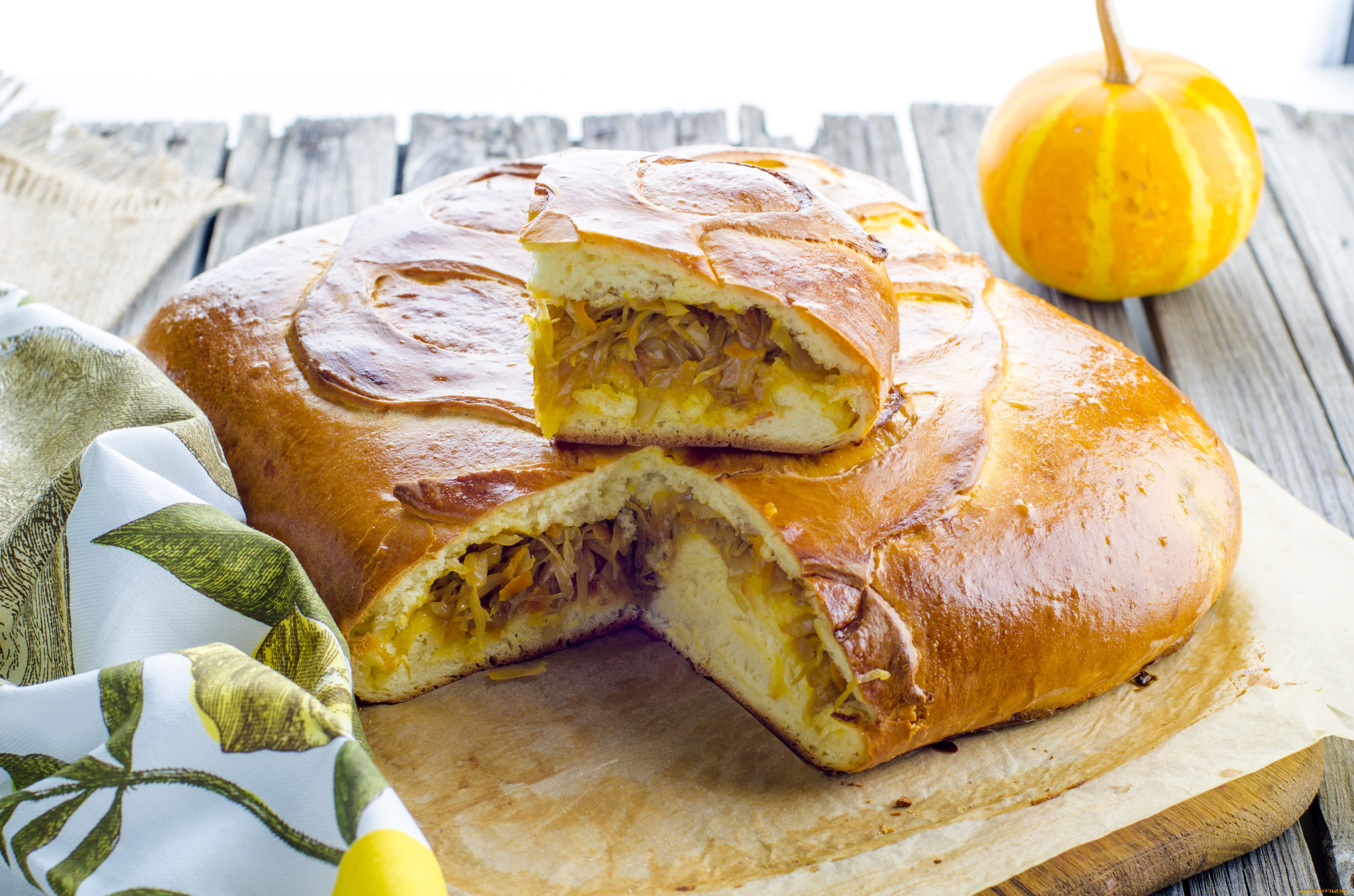 еда, пироги, тыквенный, пирог