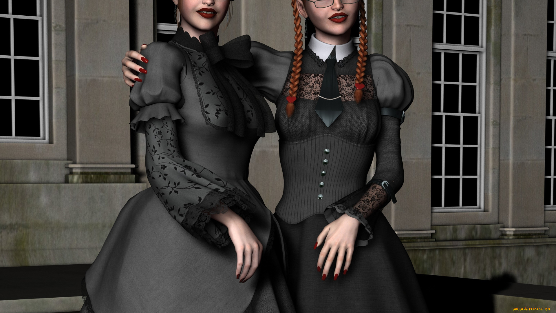 3д, графика, люди, , people, девушки, улыбки, взгляд