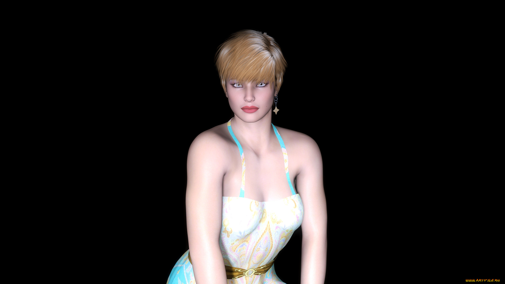 3д, графика, люди, , people, фон, взгляд, девушка, платье