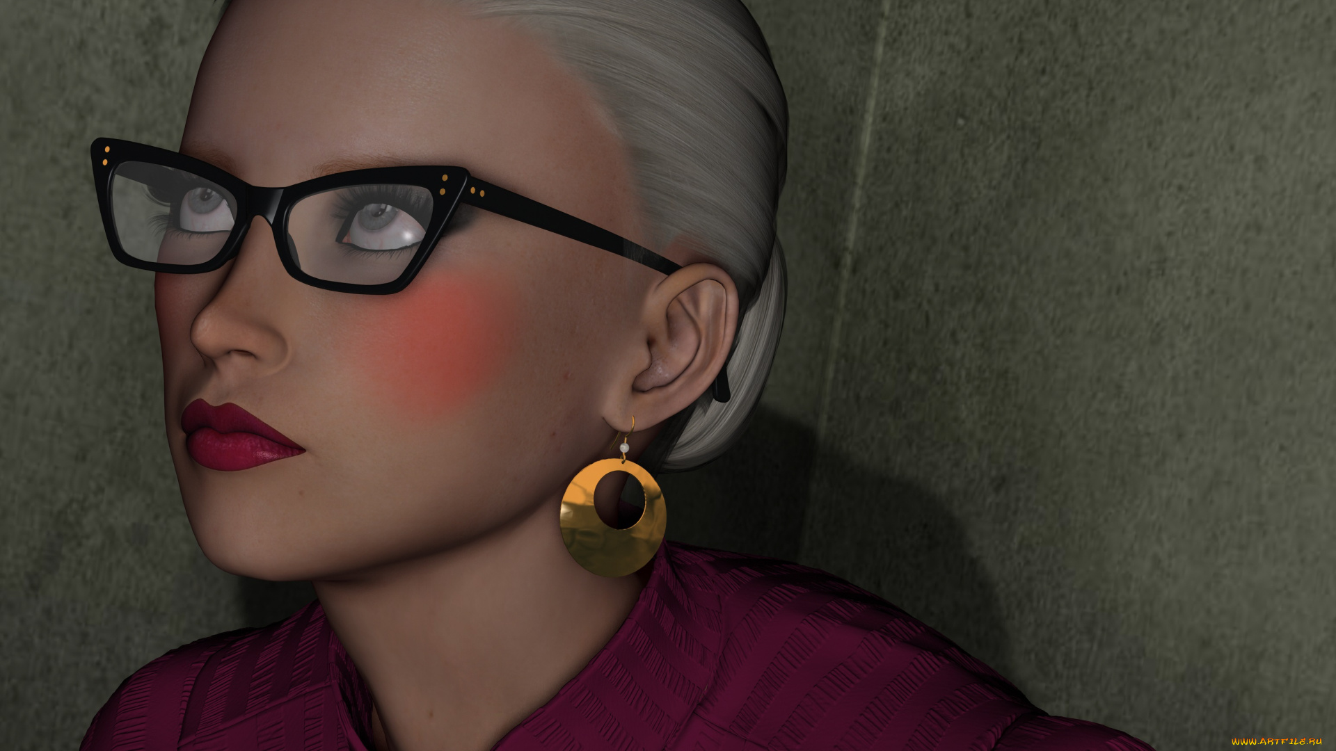 3д, графика, портрет, , portraits, фон, взгляд, девушка, очки