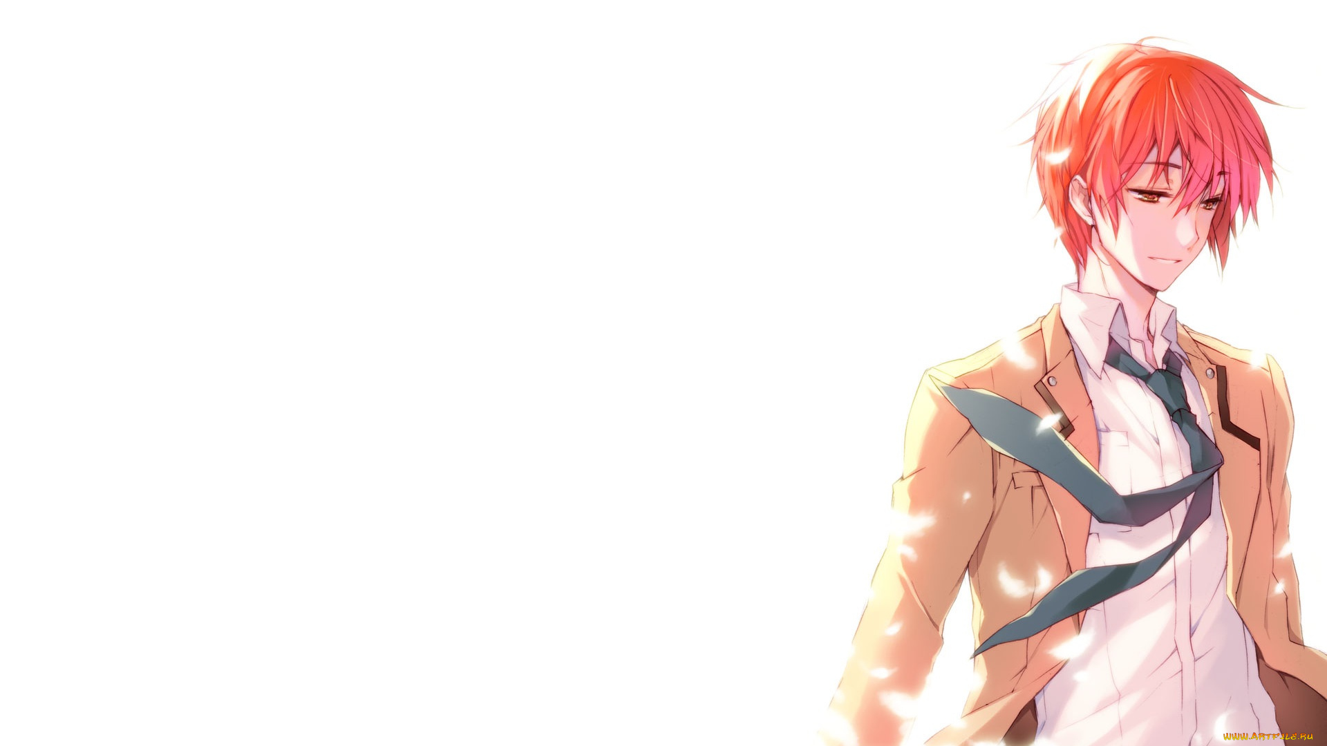 аниме, angel, beats, angel, beats, парень, белый, фон, арт, otonashi, yuzuru