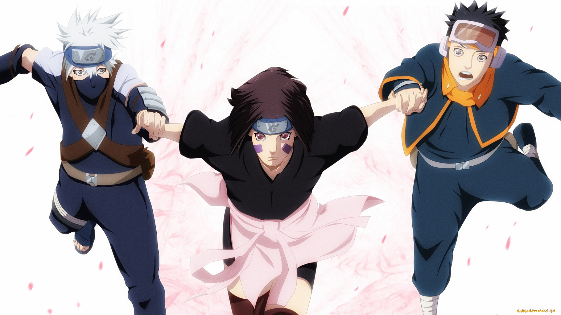 аниме, naruto, shippuuden, hatake, kakashi, nohara, rin, uchiha, obito