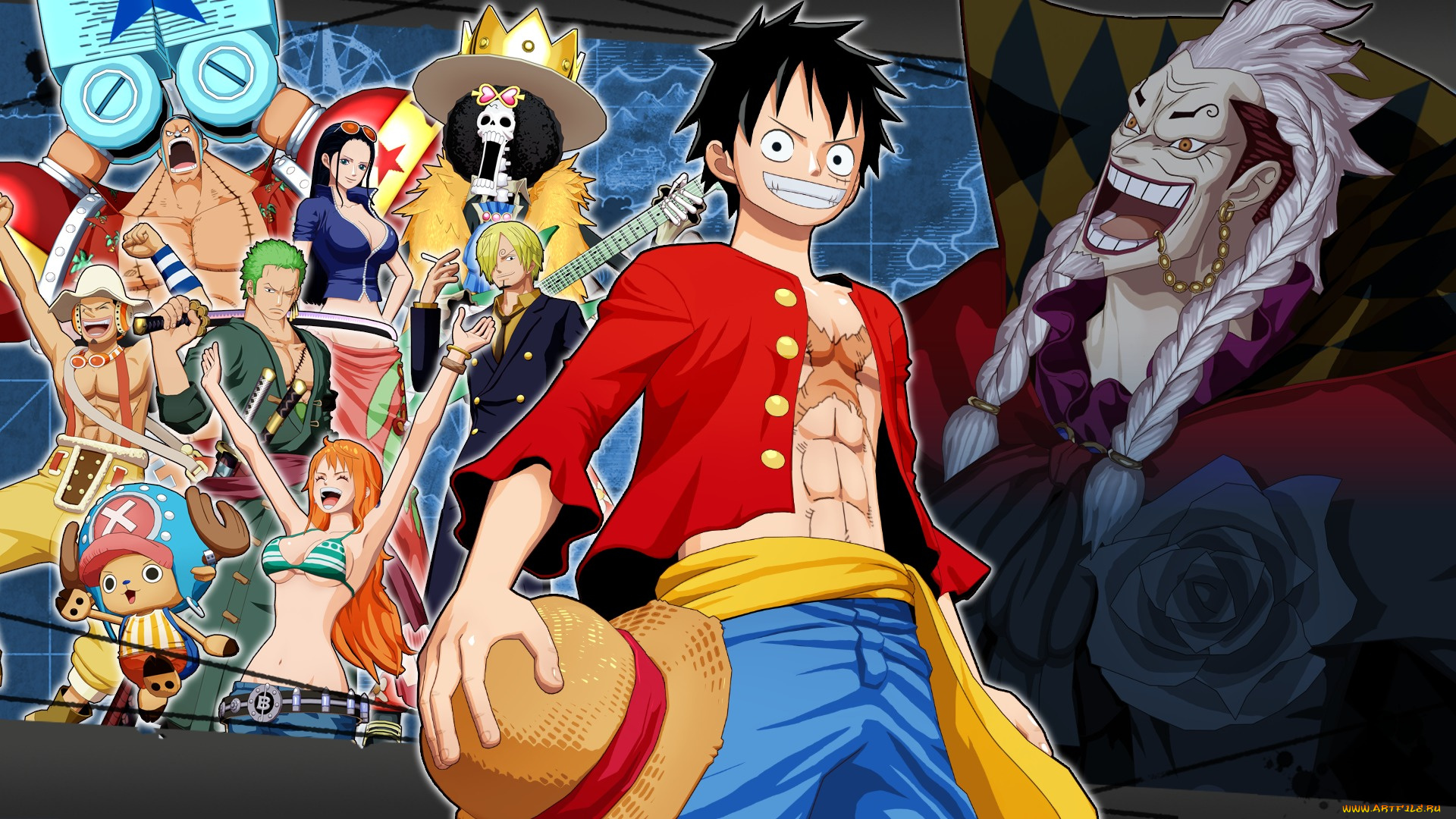 аниме, one, piece, d, nami, luffy, franky, brook, roronoa, sanji, usopp, monkey, chopper, zoro, one, piece, nico, robin