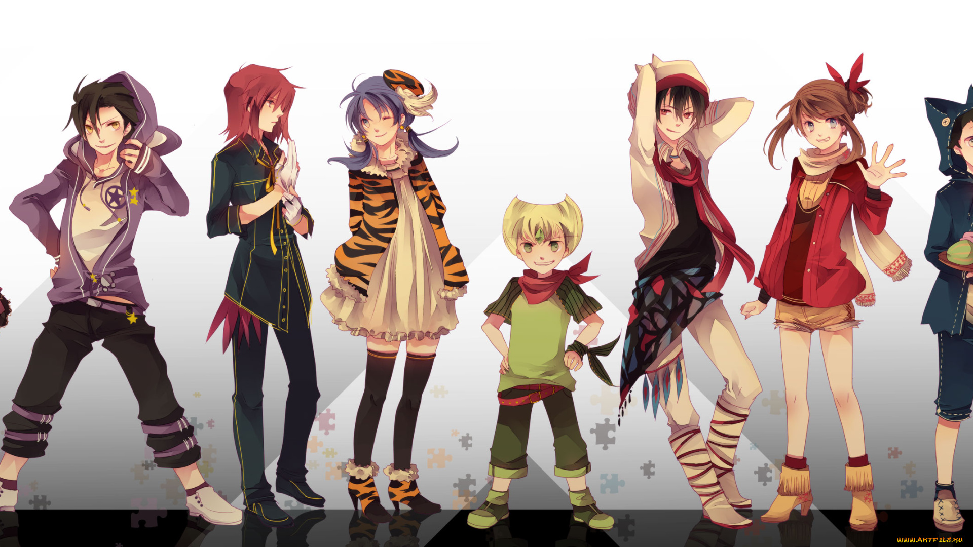 аниме, pokemon, девушки, мужчины, арт, покемон, персонажи, пазлы