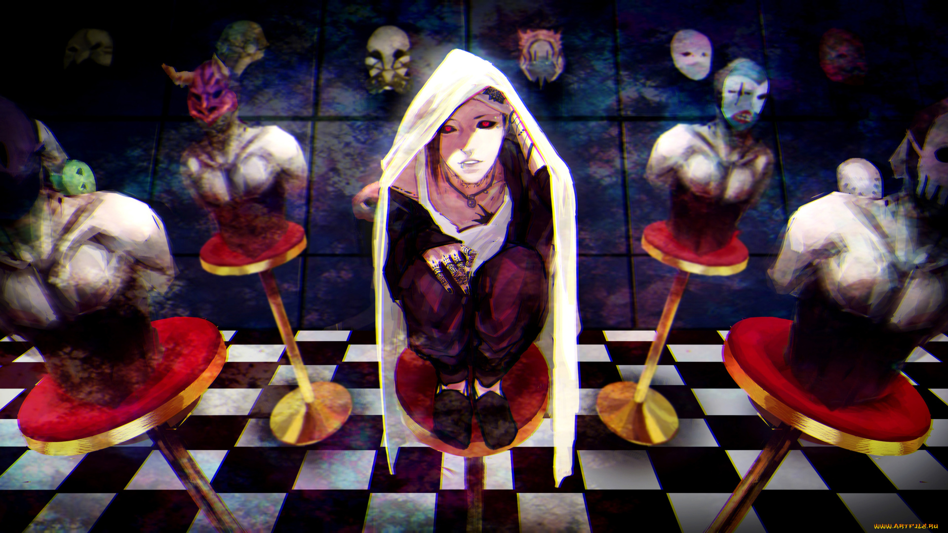 аниме, tokyo, ghoul, маски, манекены, арт, парень, uta, токийский, гуль, tokyo, ghoul, sai, ichirou