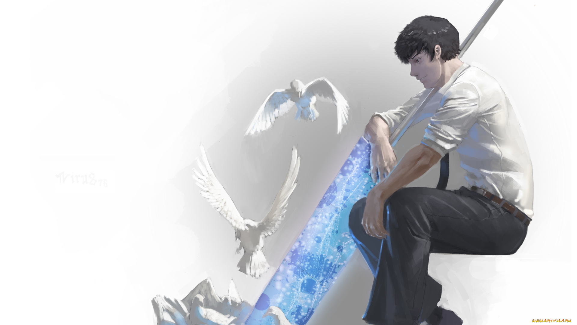 аниме, tokyo, ghoul, токийский, гуль, птицы, оружие, koutarou, amon, парень, tokyo, ghoul, virus76, арт