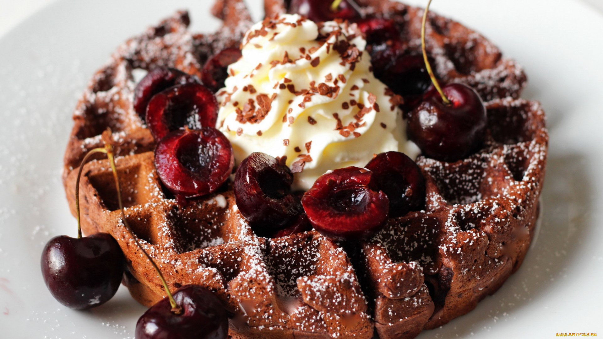 еда, пироги, вишня, крем, пирог, выпечка