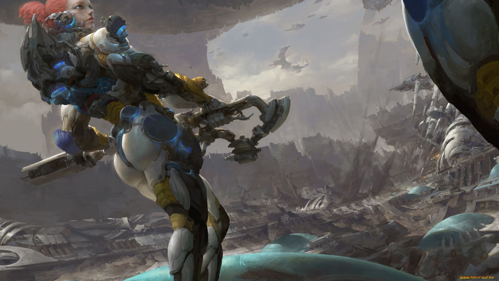 фэнтези, девушки, девушка, база, арт, костюм, рыжая, оружие