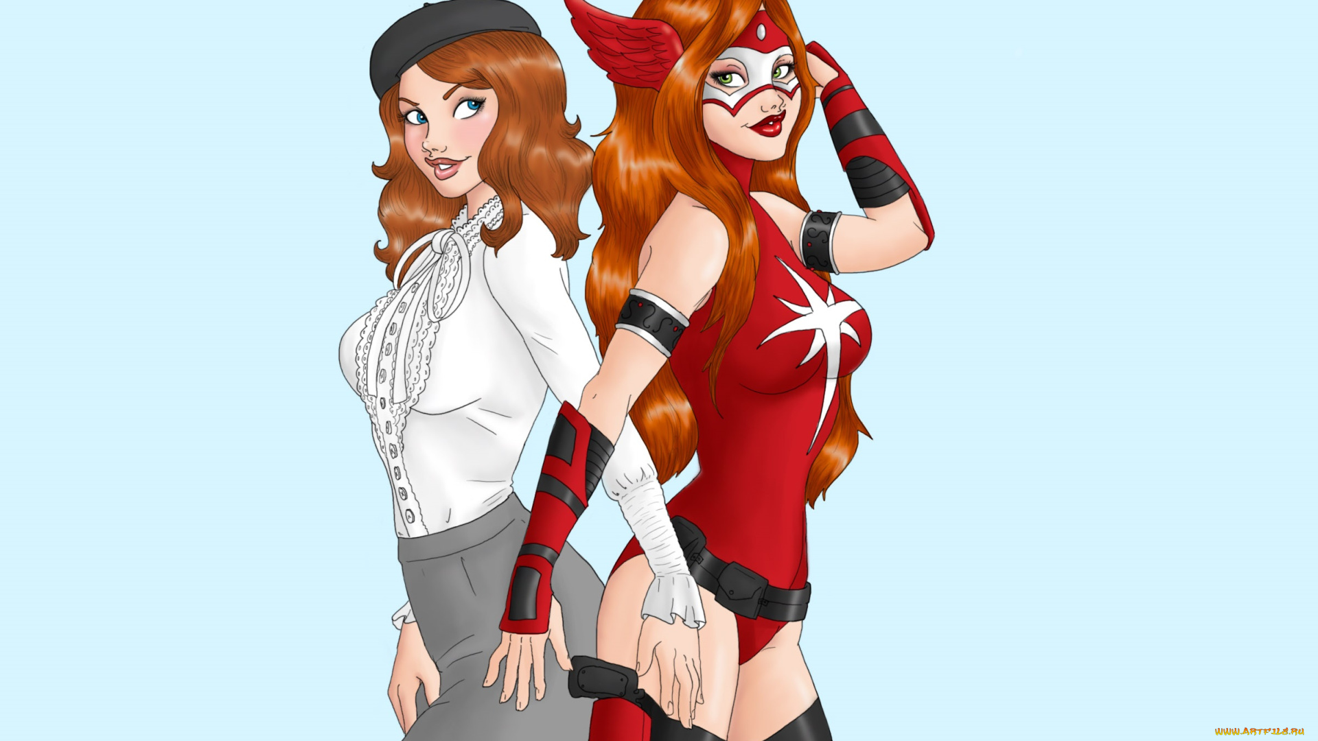 рисованные, люди, девушки, взгляд, фон