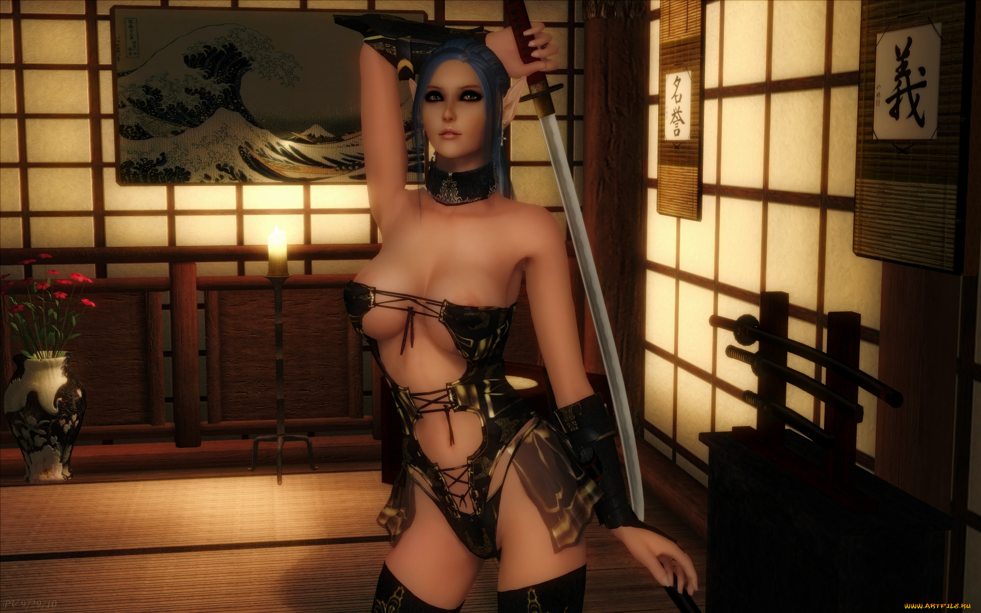 3д, графика, эльфы, , elves, грудь, эльфийка, взгляд