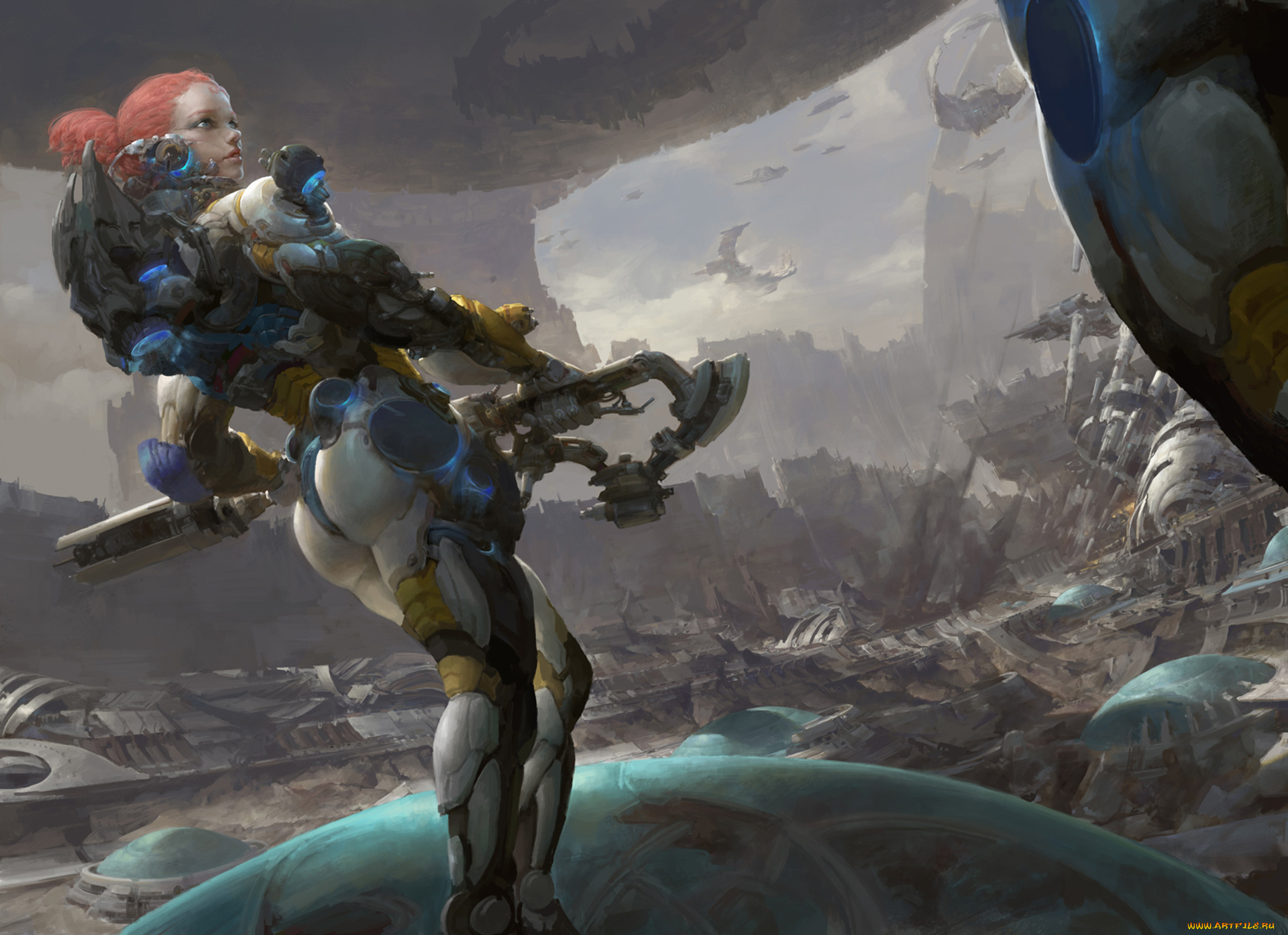 фэнтези, девушки, девушка, база, арт, костюм, рыжая, оружие