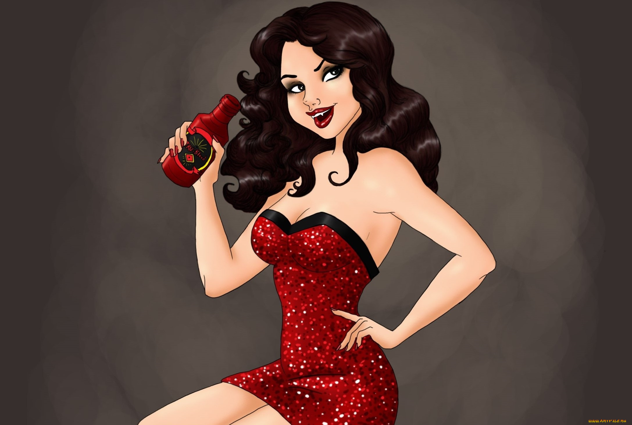 рисованные, люди, девушка, взгляд, фон