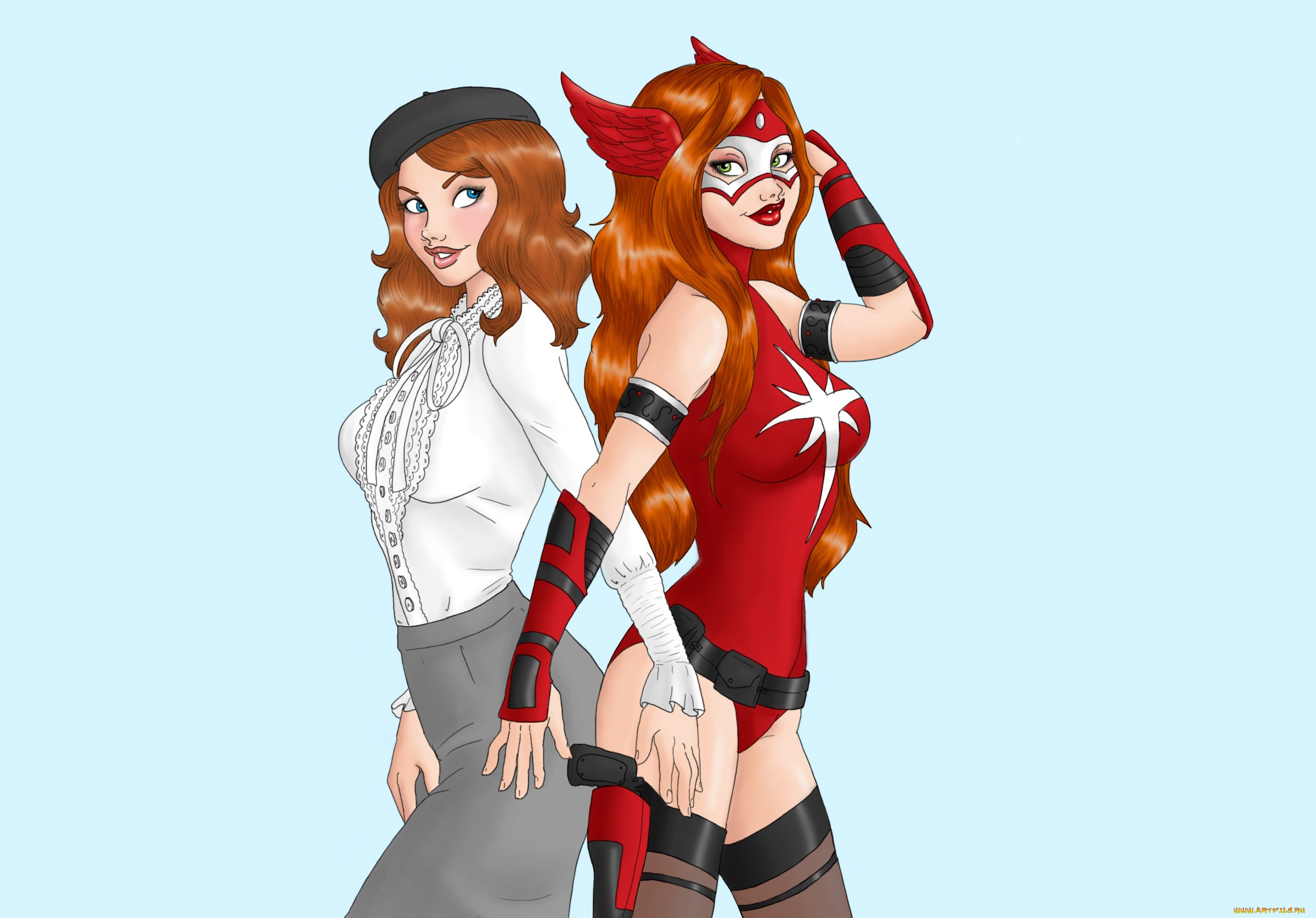 рисованные, люди, девушки, взгляд, фон