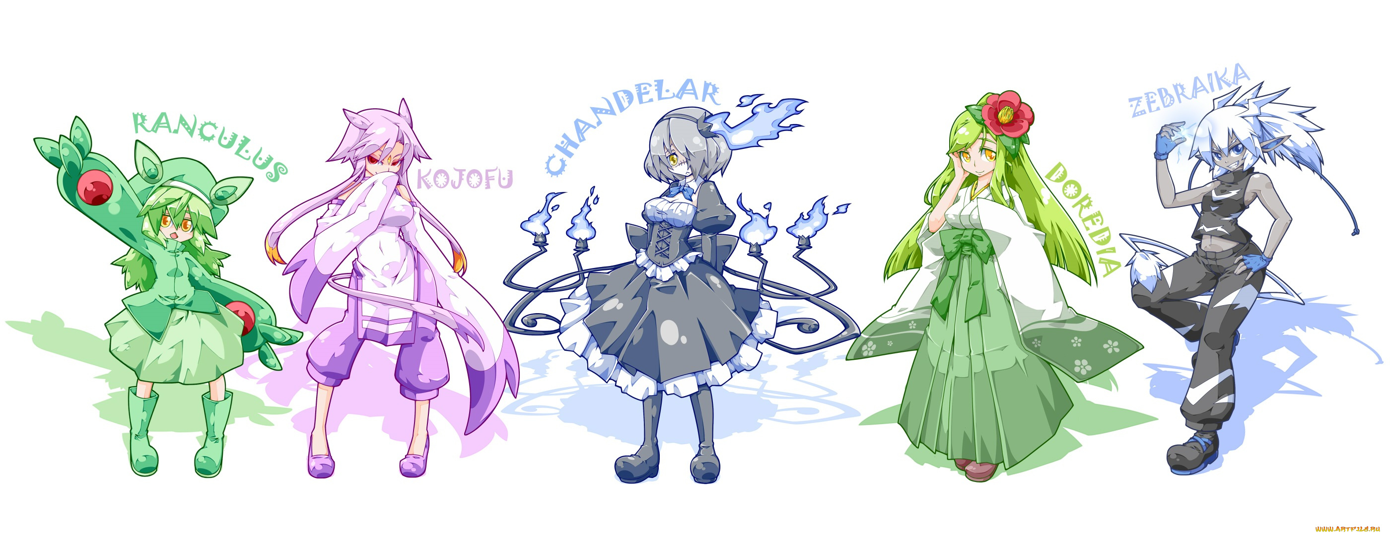 аниме, pokemon, покемон, арт, белый, фон, девушки