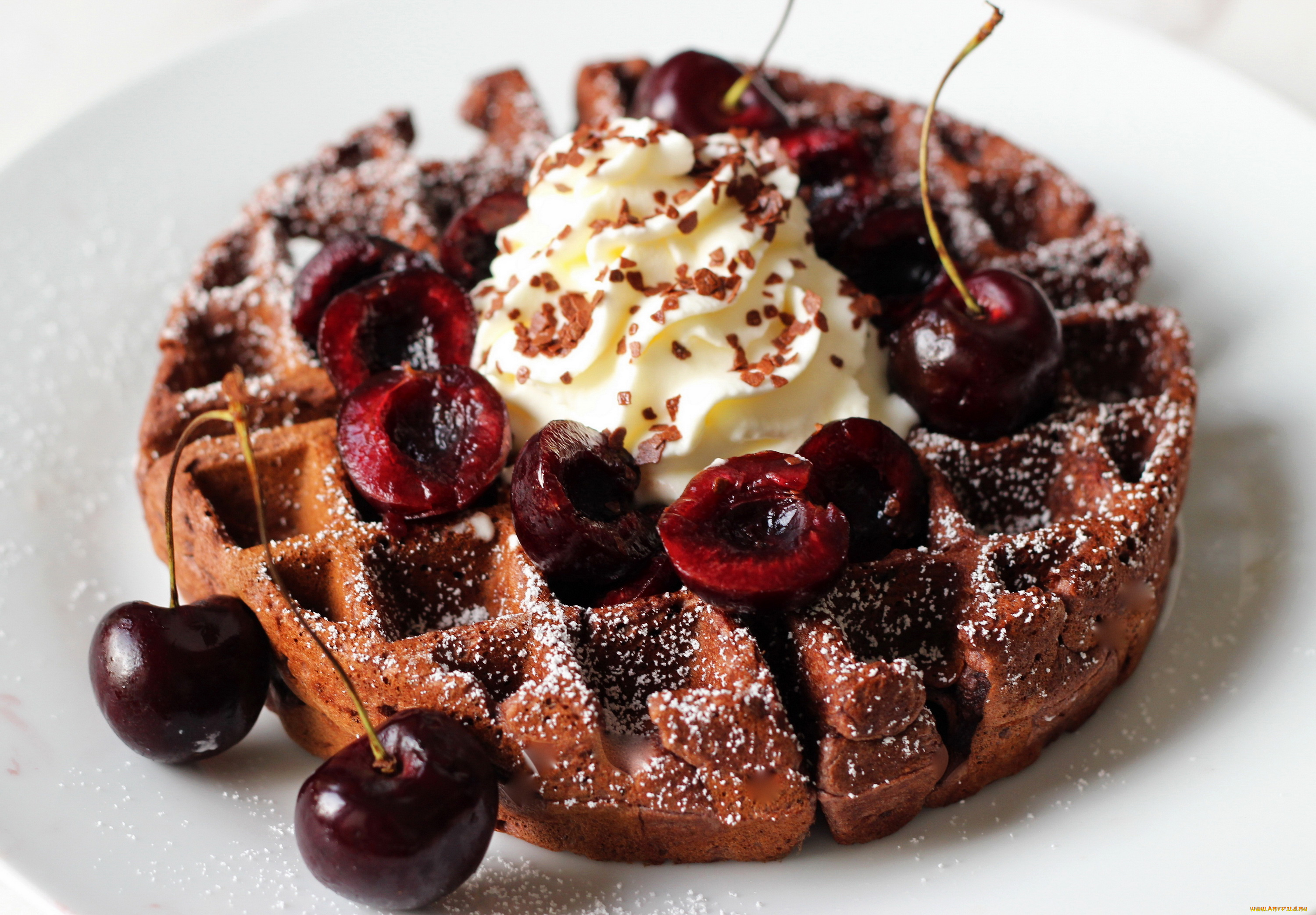 еда, пироги, вишня, крем, пирог, выпечка