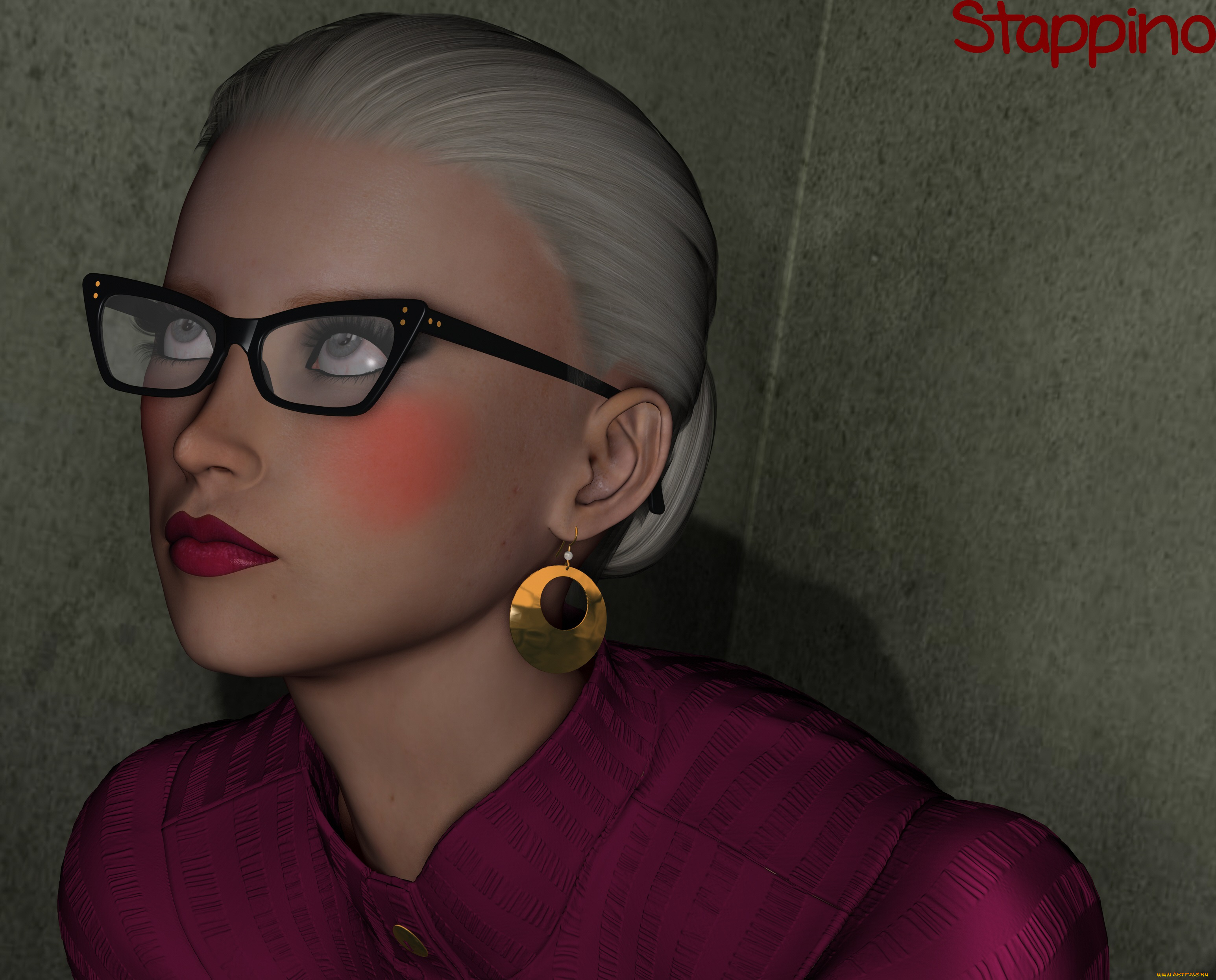 3д, графика, портрет, , portraits, фон, взгляд, девушка, очки