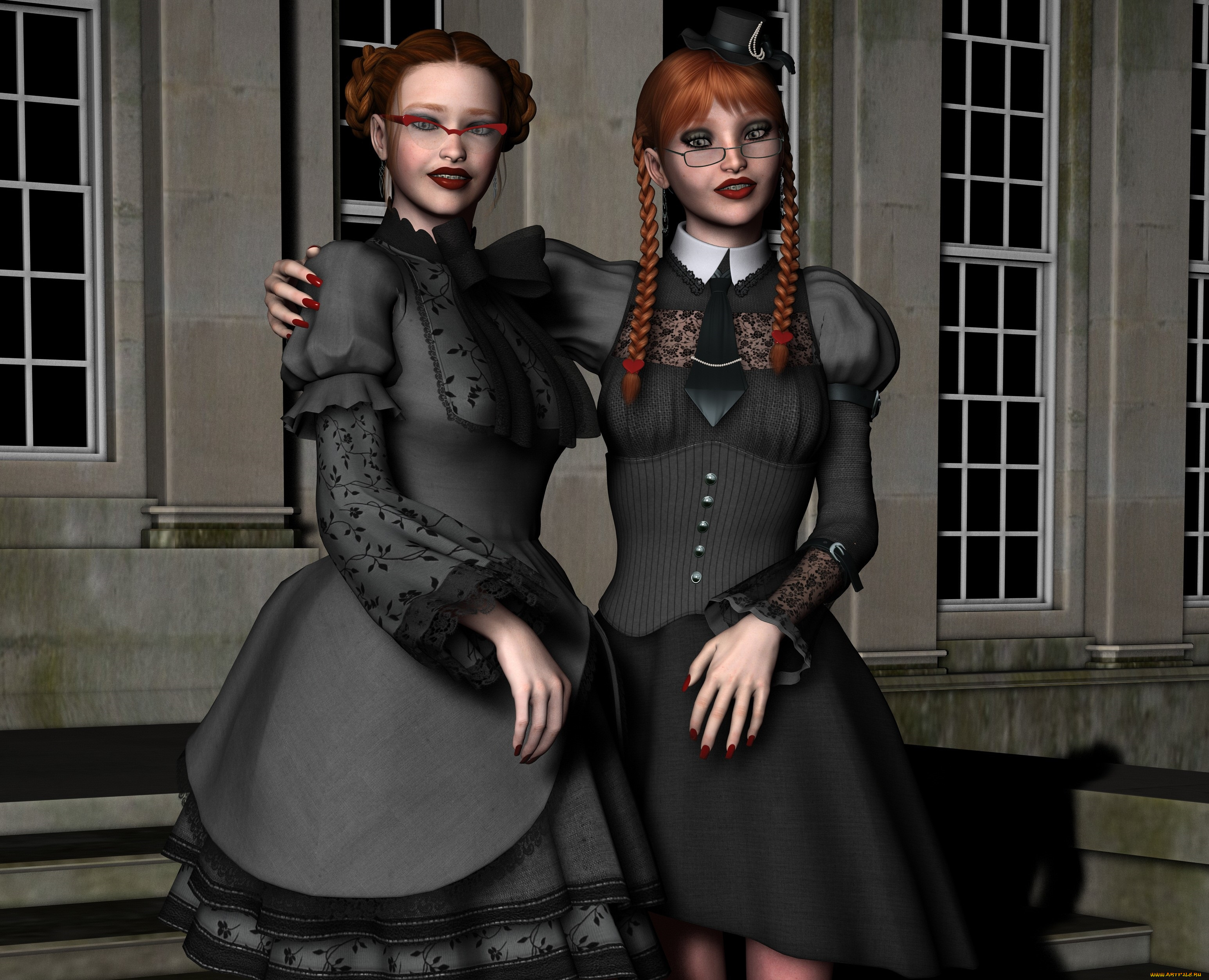 3д, графика, люди, , people, девушки, улыбки, взгляд