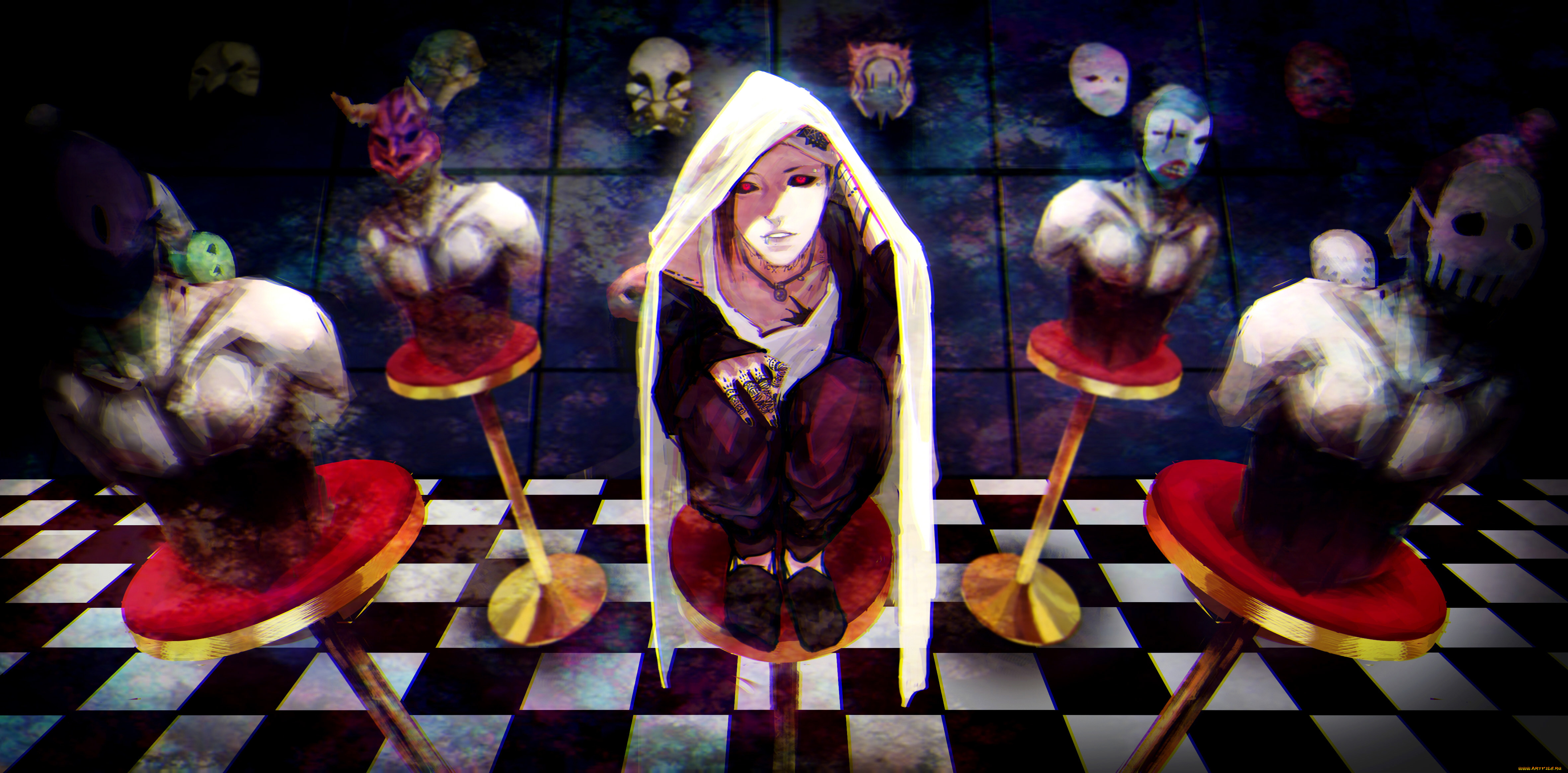 аниме, tokyo, ghoul, маски, манекены, арт, парень, uta, токийский, гуль, tokyo, ghoul, sai, ichirou