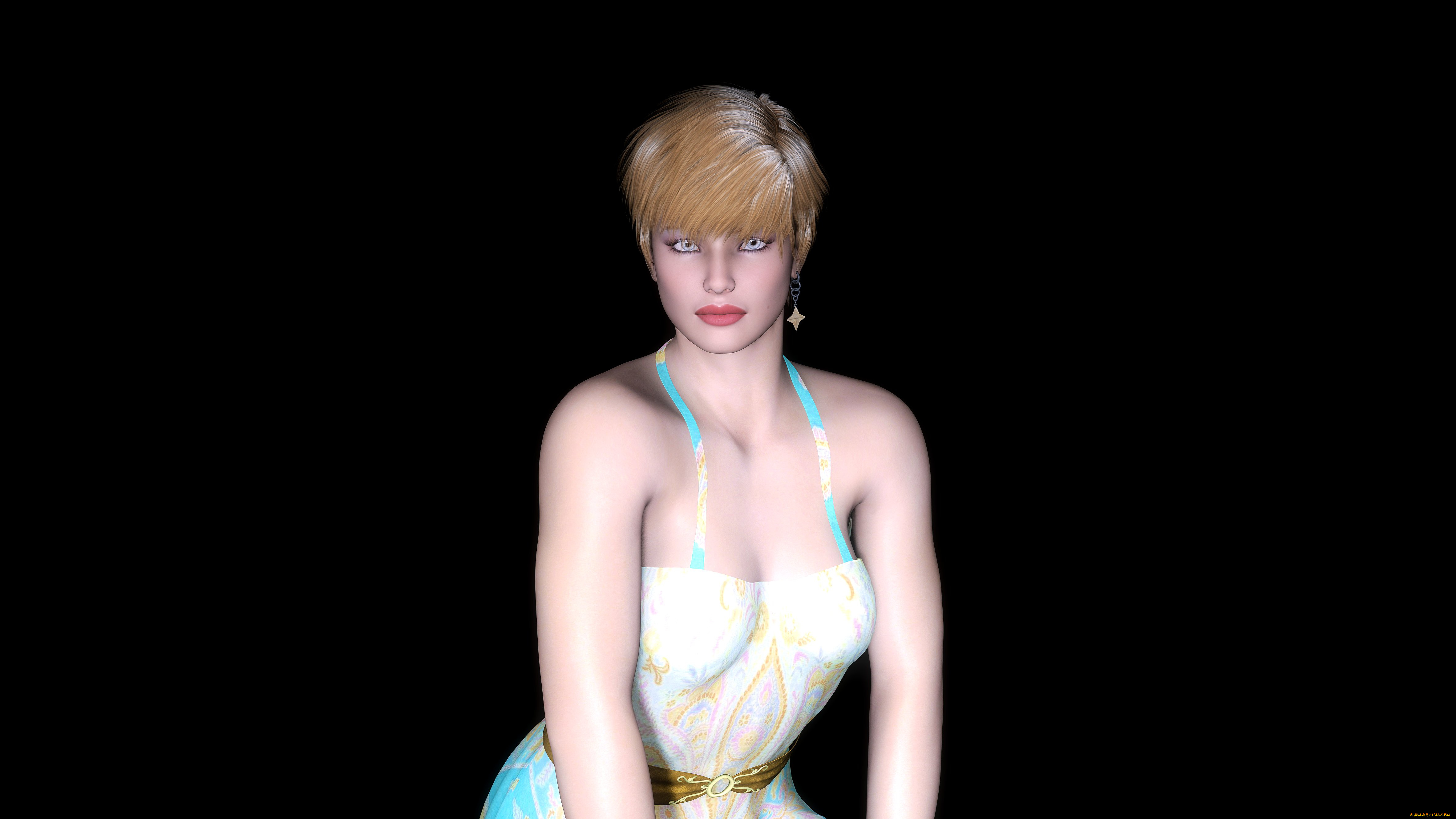 3д, графика, люди, , people, фон, взгляд, девушка, платье